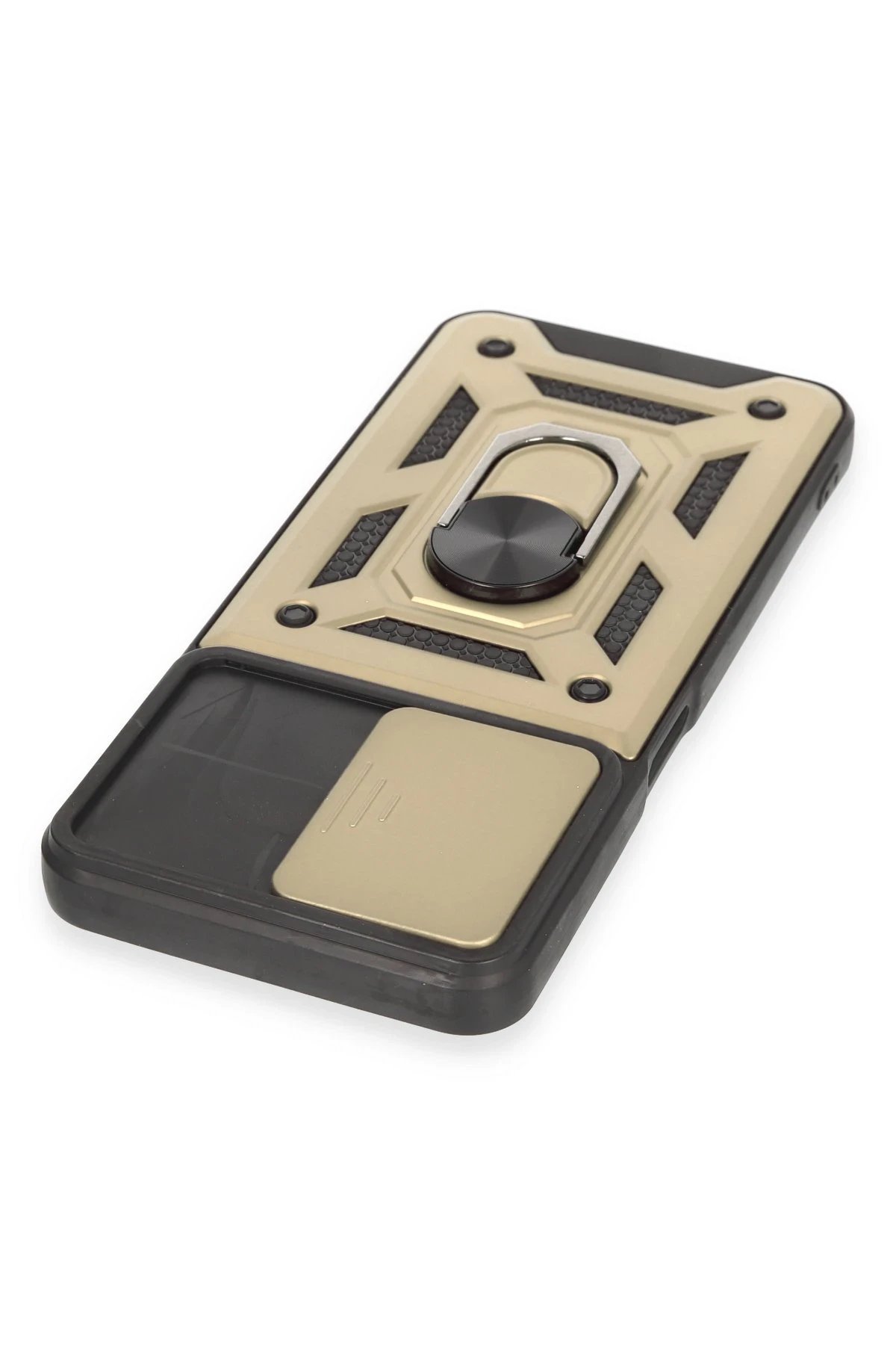 Newface Realme C35 Kılıf Pars Lens Yüzüklü Silikon - Gold