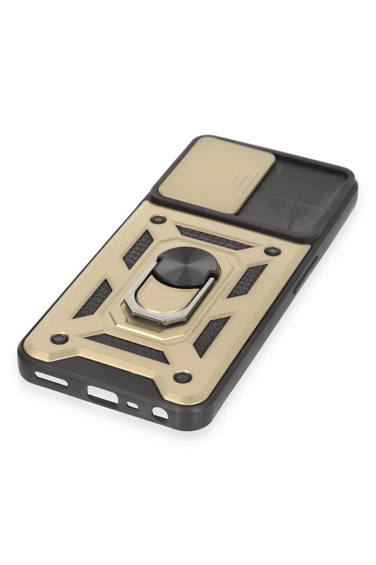 Newface Realme C35 Kılıf Pars Lens Yüzüklü Silikon - Gold