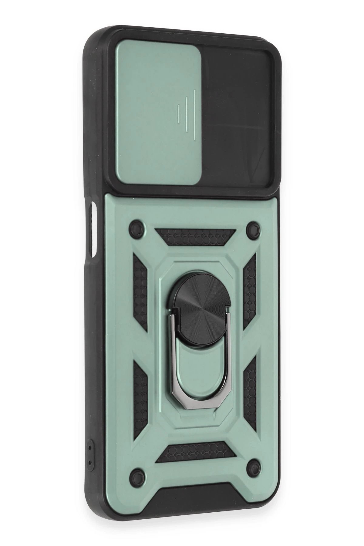 Newface Realme C35 Kılıf Pars Lens Yüzüklü Silikon - Yeşil