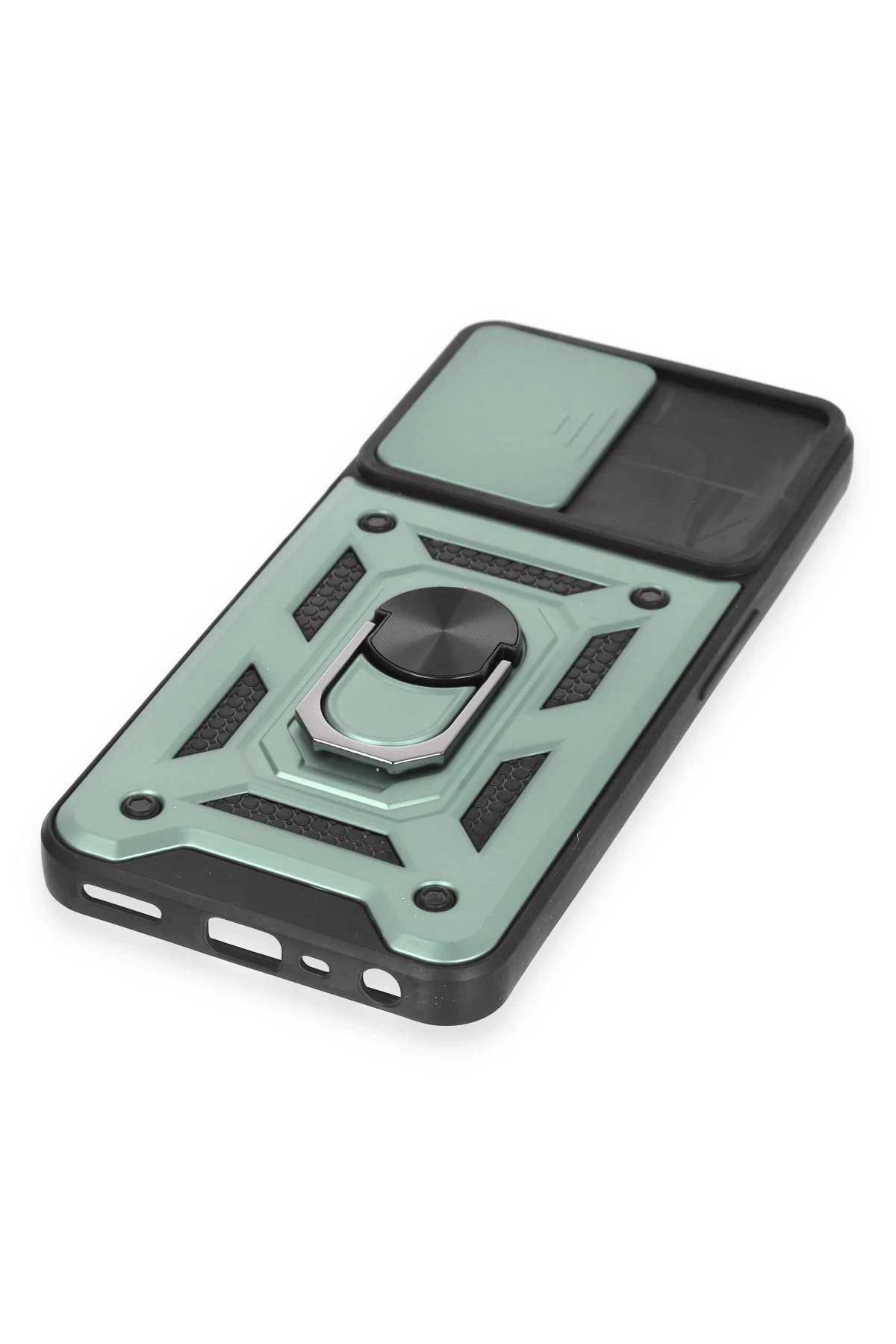 Newface Realme C35 Kılıf Pars Lens Yüzüklü Silikon - Yeşil