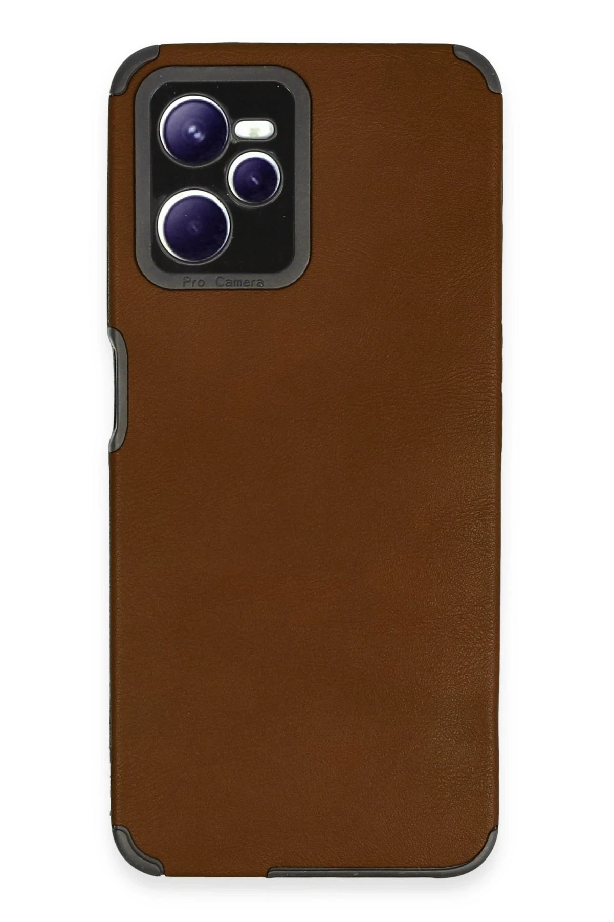 Newface Realme C35 Kılıf Loop Deri Silikon - Kahverengi