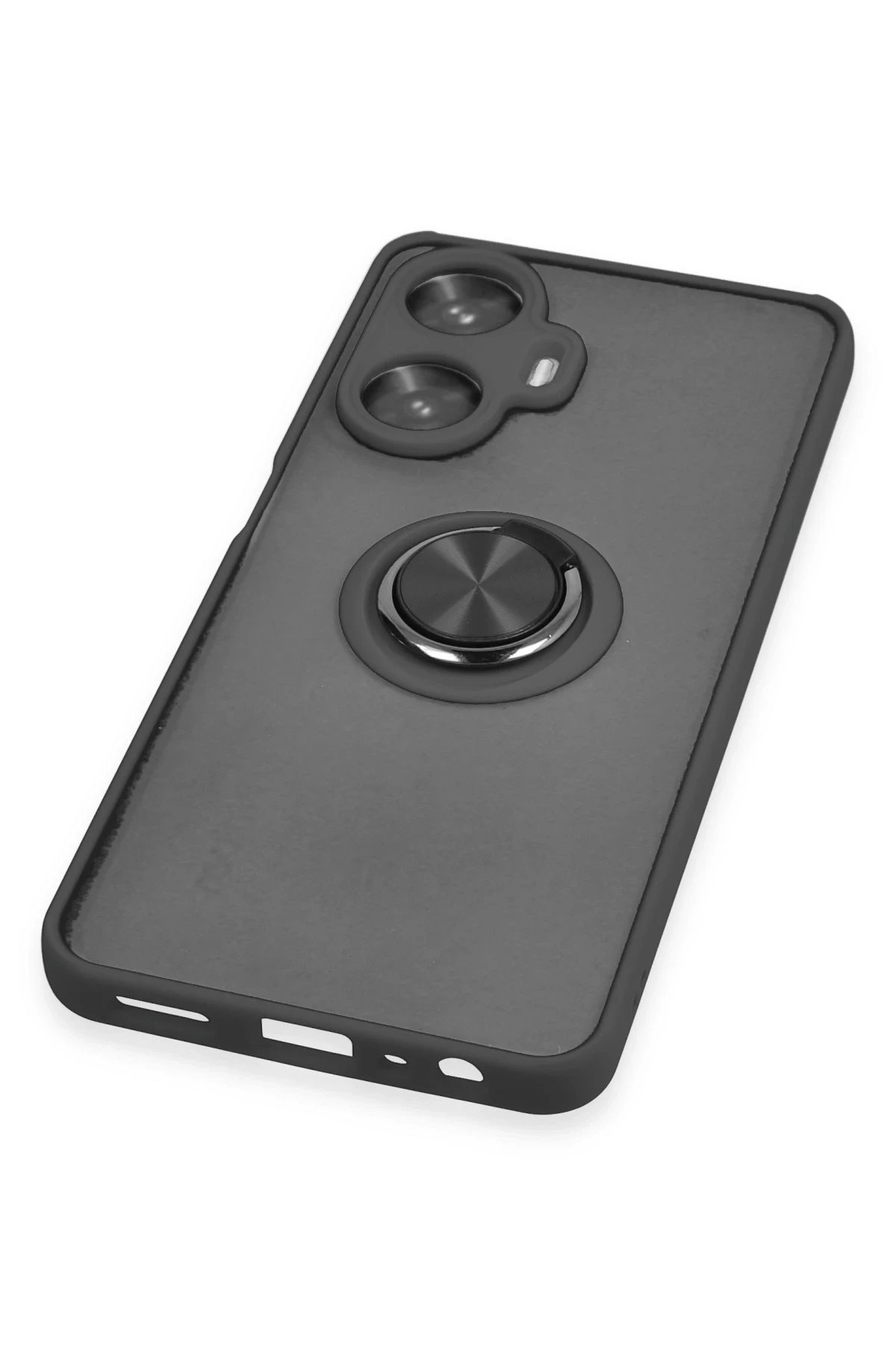 Newface Realme C55 Kılıf Montreal Yüzüklü Silikon Kapak - Siyah