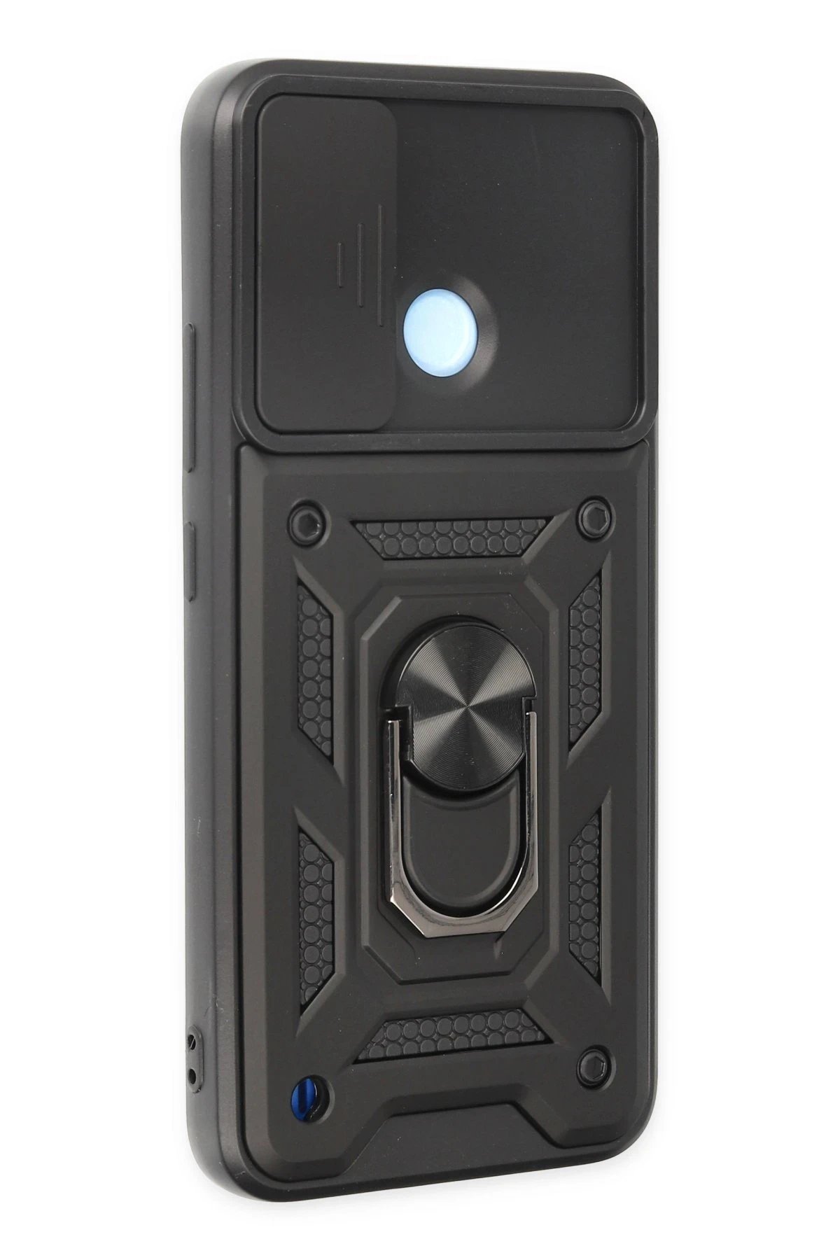 Newface Realme C25Y Kılıf Pars Lens Yüzüklü Silikon - Siyah