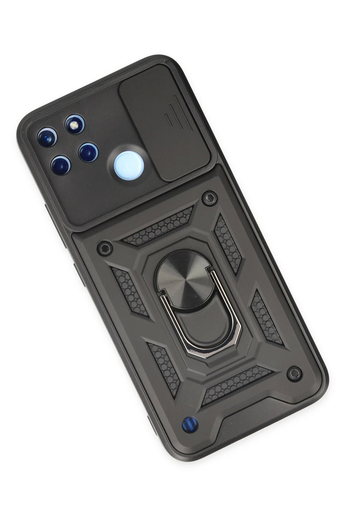 Newface Realme C25Y Kılıf Pars Lens Yüzüklü Silikon - Siyah