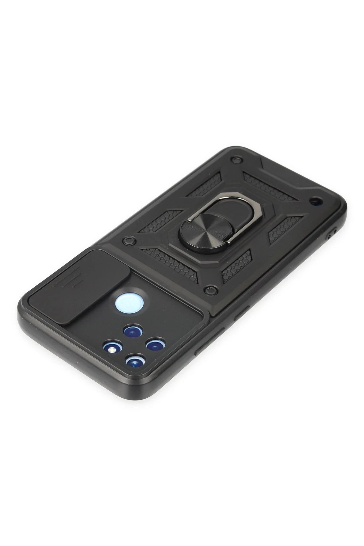 Newface Realme C25Y Kılıf Pars Lens Yüzüklü Silikon - Siyah