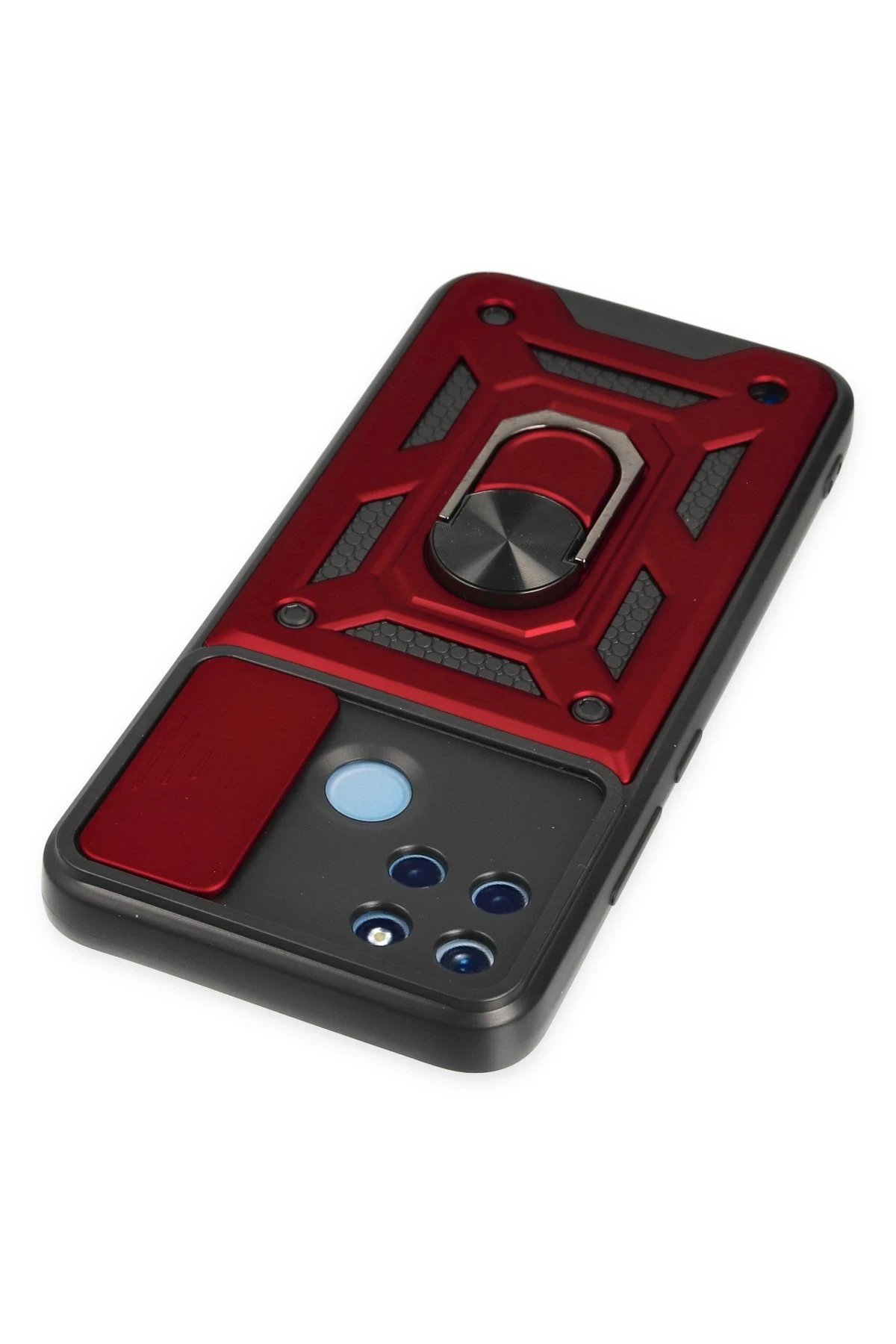 Newface Realme C25Y Kılıf Pars Lens Yüzüklü Silikon - Kırmızı