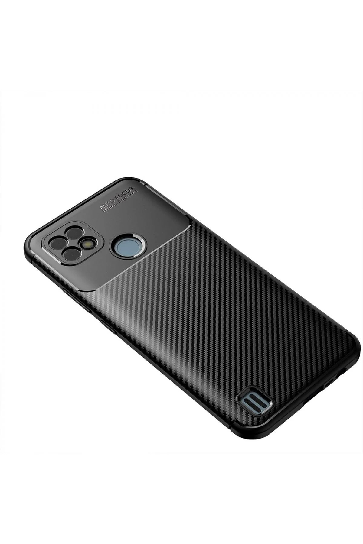 Newface Realme C21 Kılıf Auto Focus Karbon Kapak - Siyah