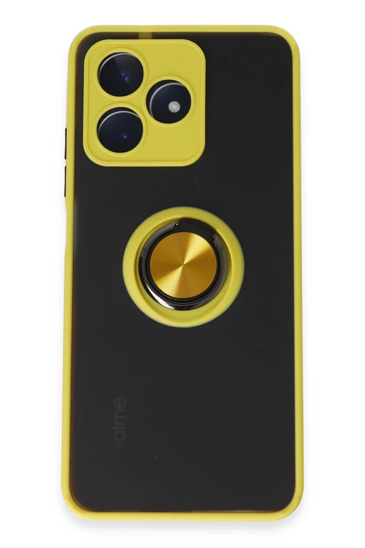 Newface Realme C53 Kılıf Montreal Yüzüklü Silikon Kapak - Sarı