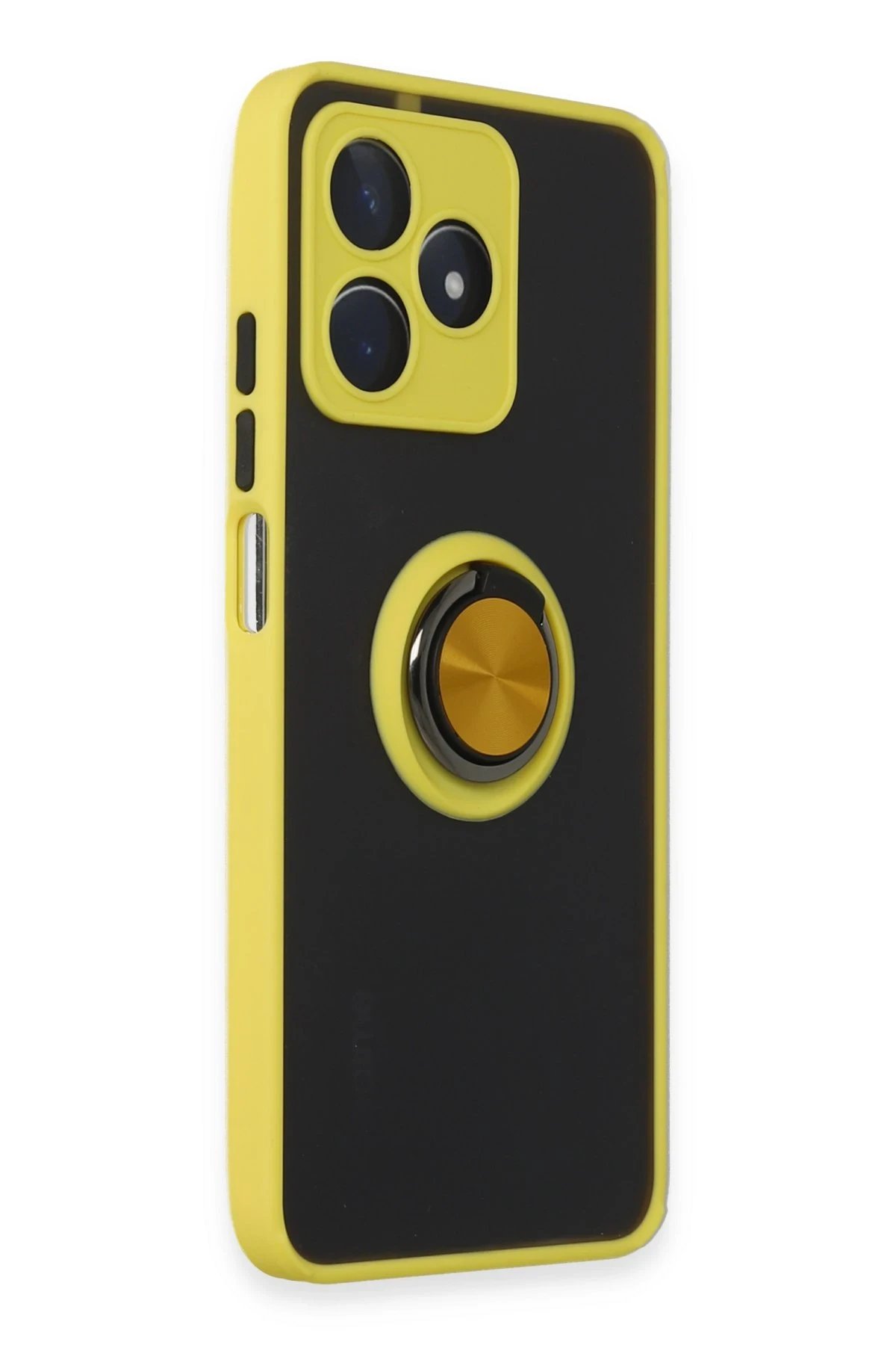 Newface Realme C53 Kılıf Montreal Yüzüklü Silikon Kapak - Sarı