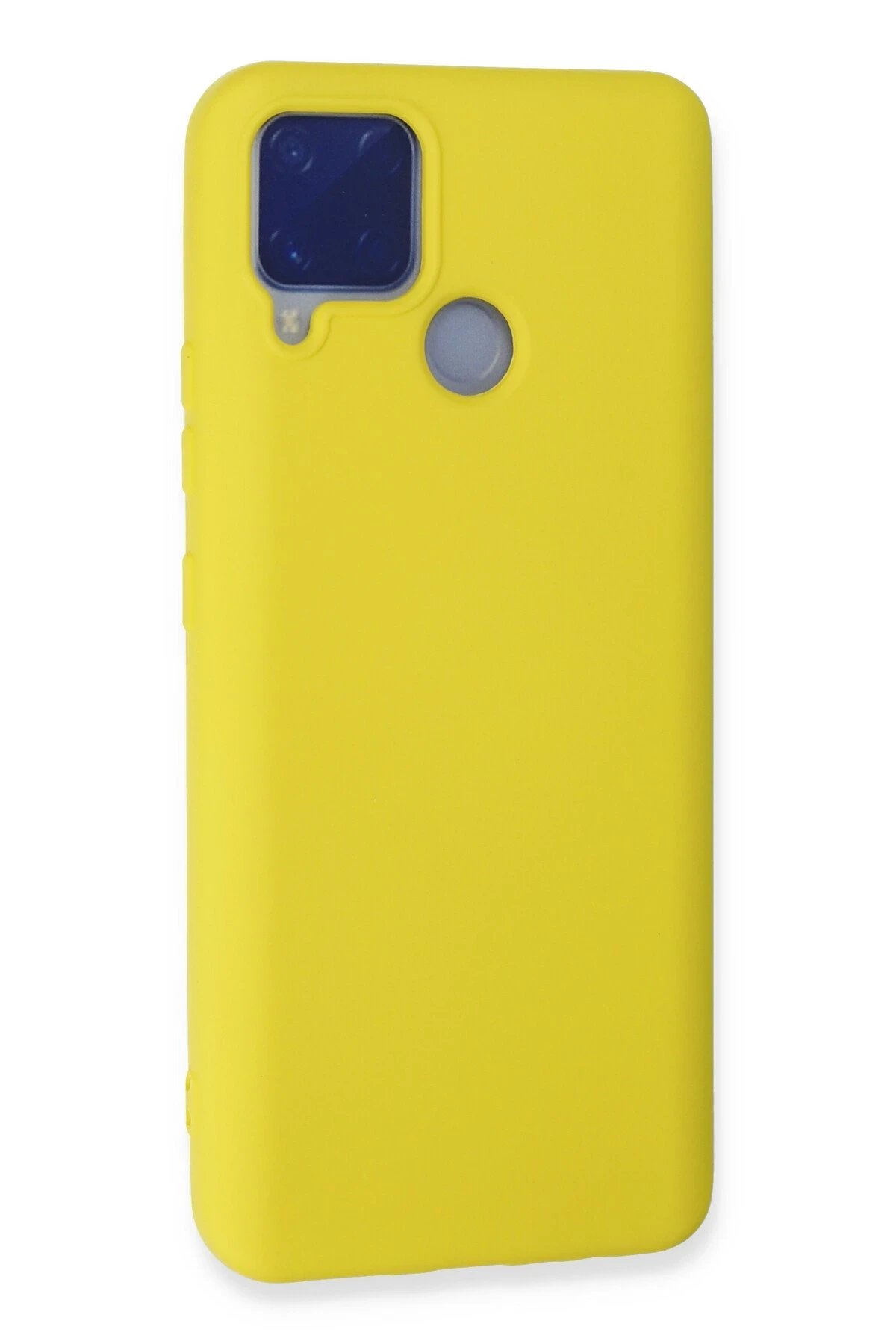 Newface Realme C15 Kılıf Nano içi Kadife Silikon - Sarı