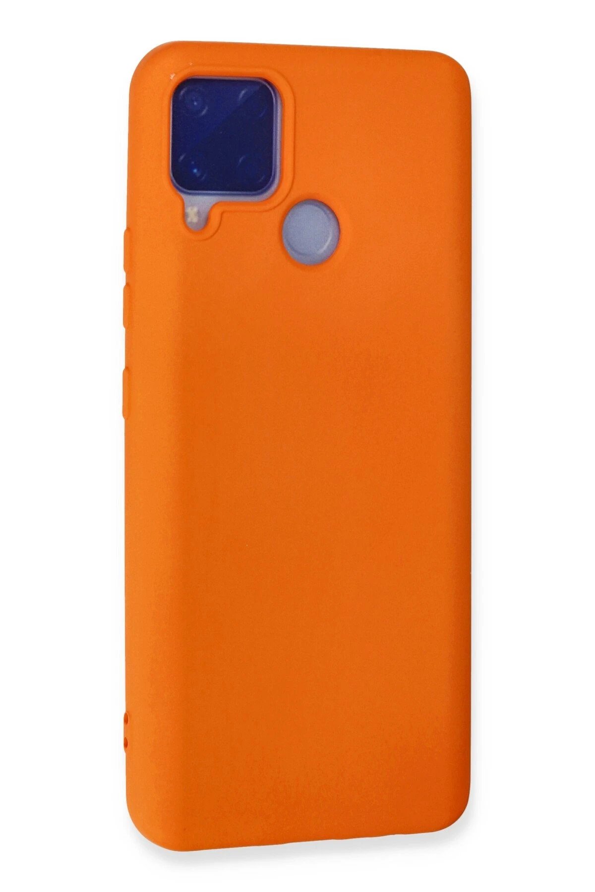 Newface Realme C15 Kılıf Nano içi Kadife Silikon - Turuncu