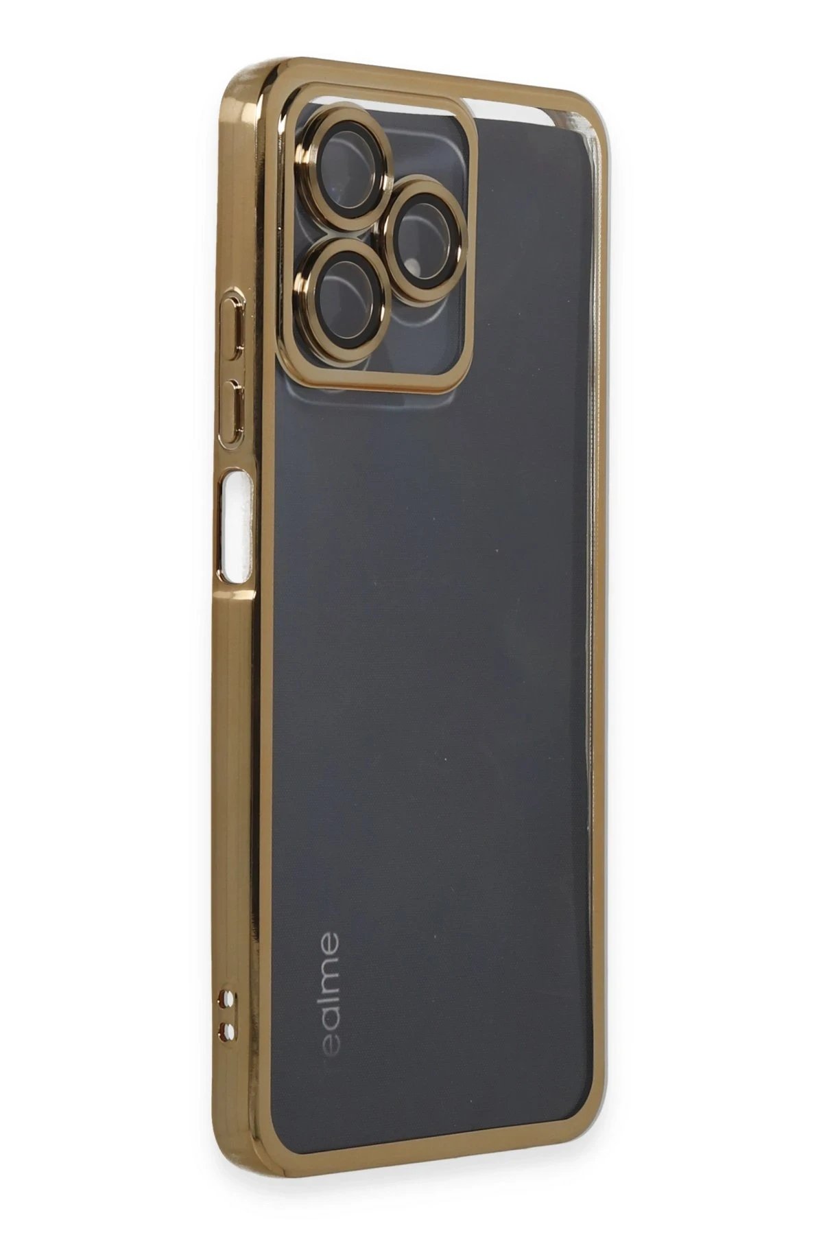 Newface Realme C53 Kılıf Razer Lensli Silikon - Gold