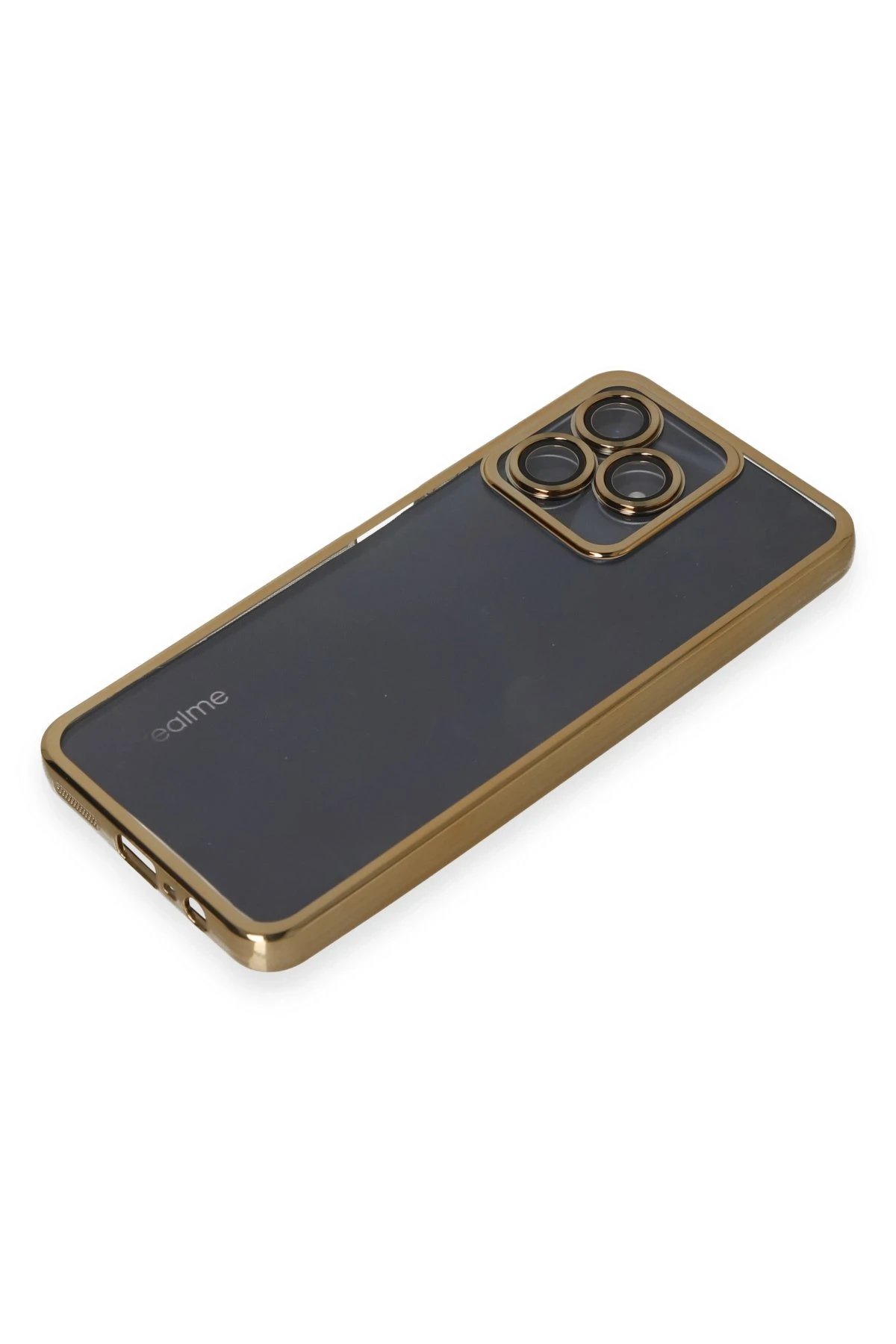 Newface Realme C53 Kılıf Razer Lensli Silikon - Gold