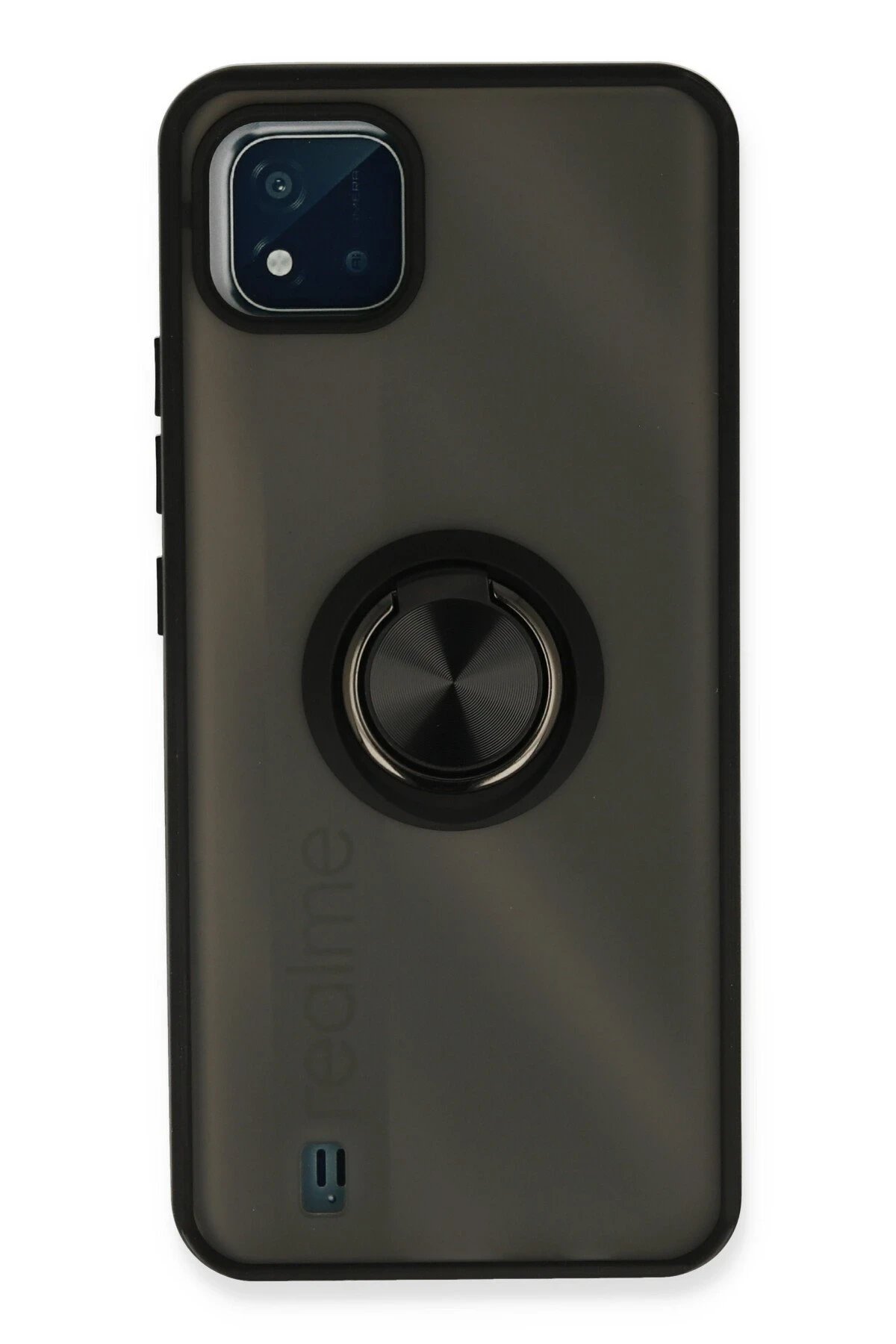 Newface Realme C11 2021 Kılıf Montreal Yüzüklü Silikon Kapak - Siyah