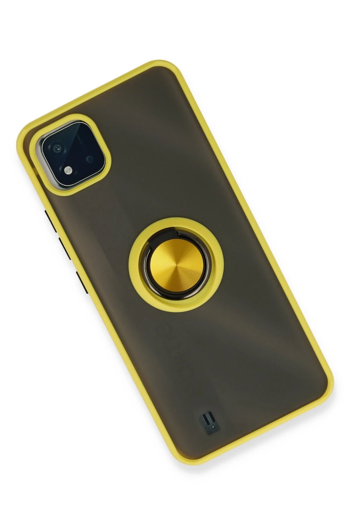 Newface Realme C11 2021 Kılıf Montreal Yüzüklü Silikon Kapak - Sarı