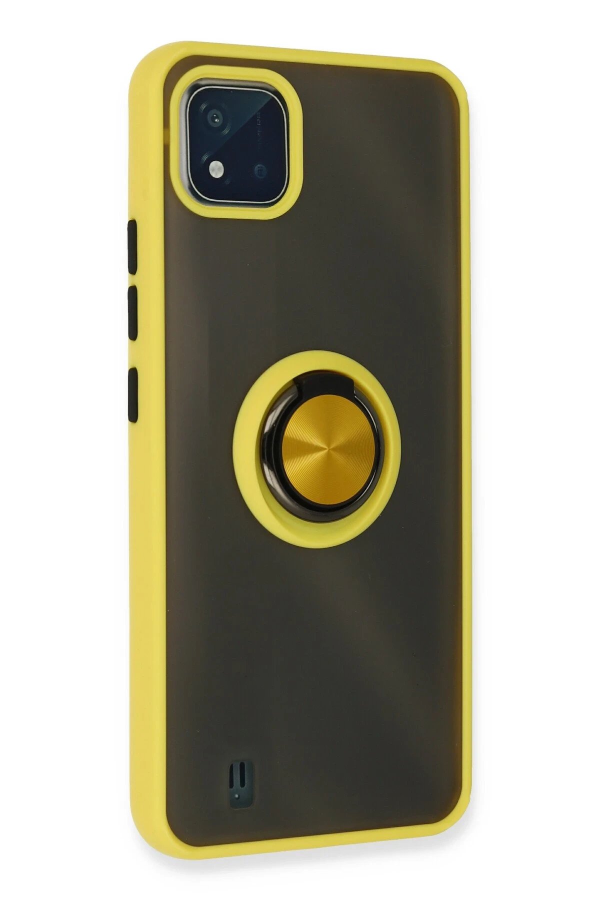 Newface Realme C11 2021 Kılıf Montreal Yüzüklü Silikon Kapak - Sarı