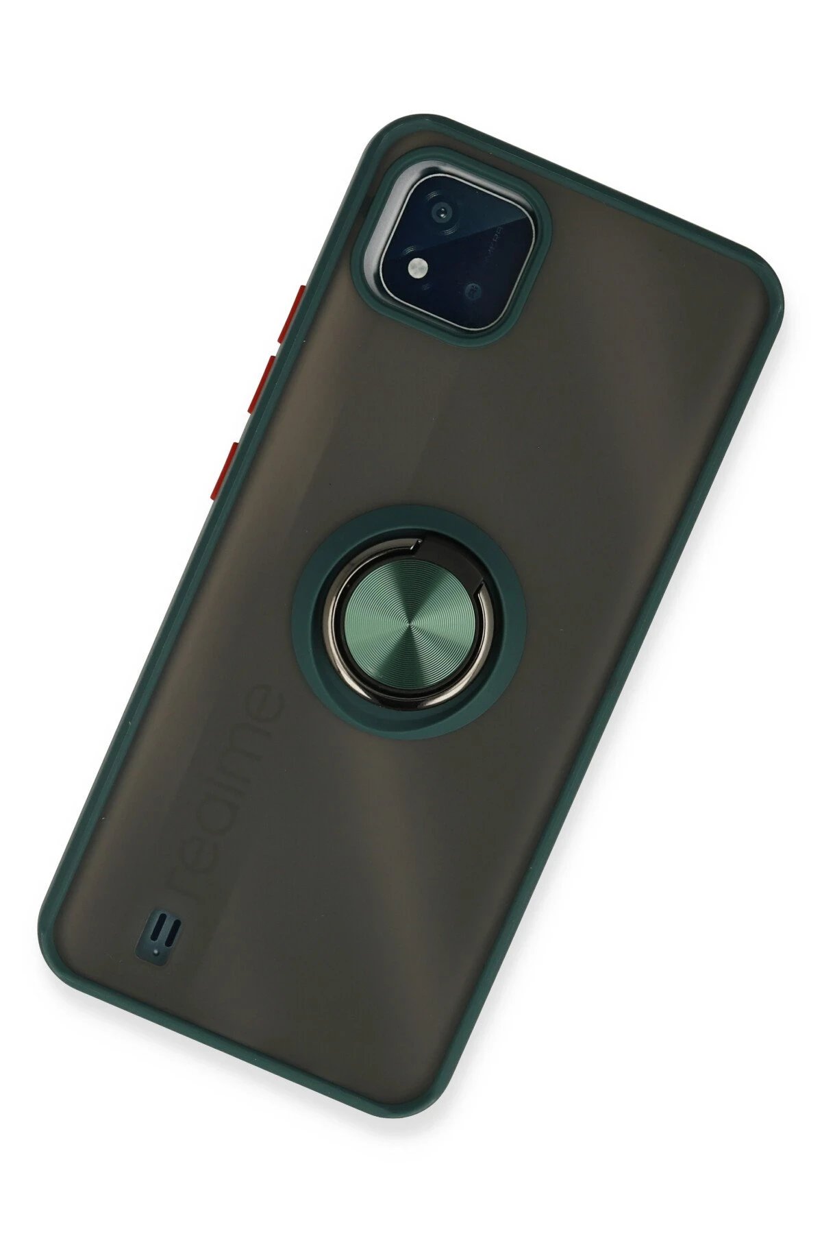 Newface Realme C11 2021 Kılıf Montreal Yüzüklü Silikon Kapak - Yeşil