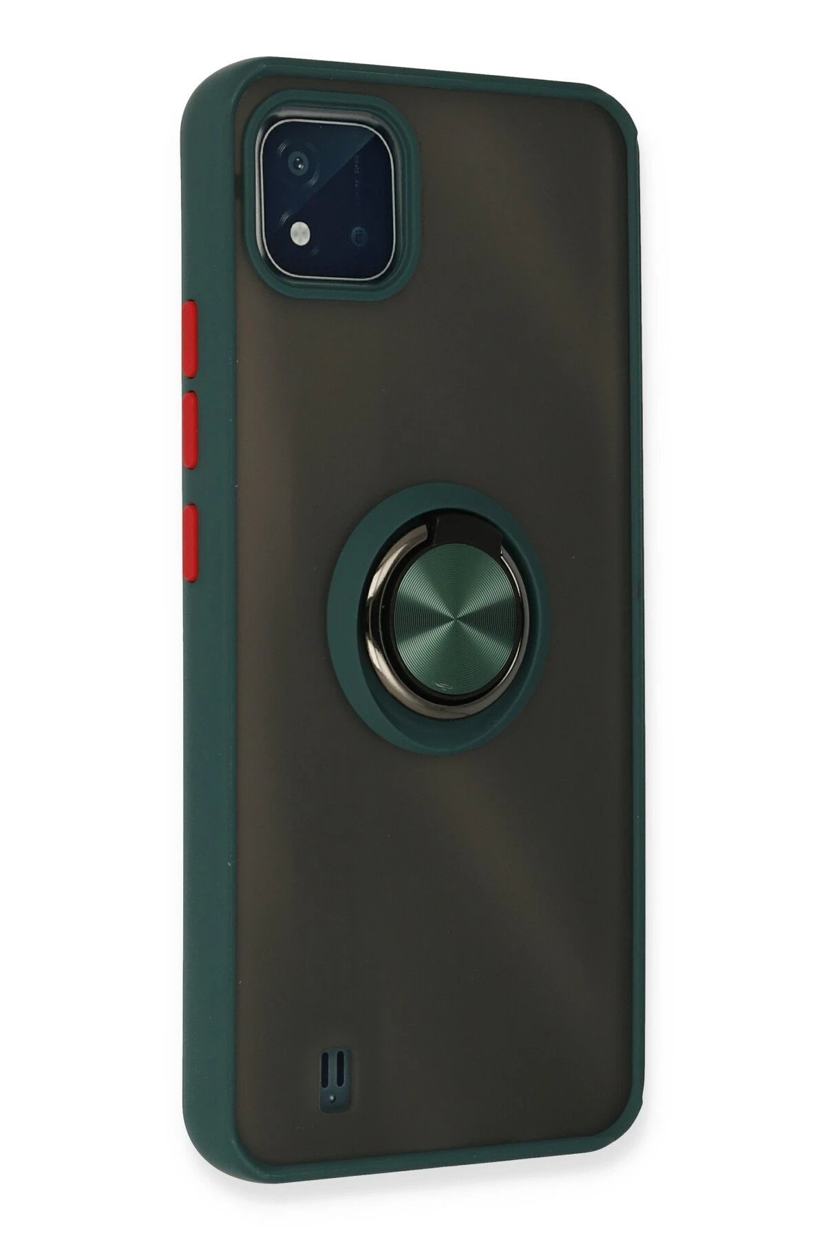 Newface Realme C11 2021 Kılıf Montreal Yüzüklü Silikon Kapak - Yeşil