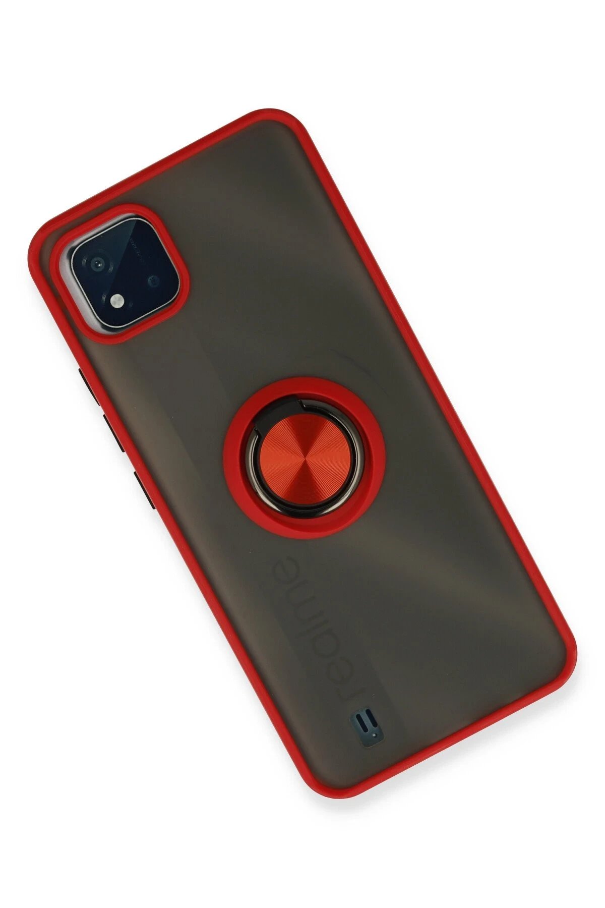 Newface Realme C11 2021 Kılıf Montreal Yüzüklü Silikon Kapak - Kırmızı