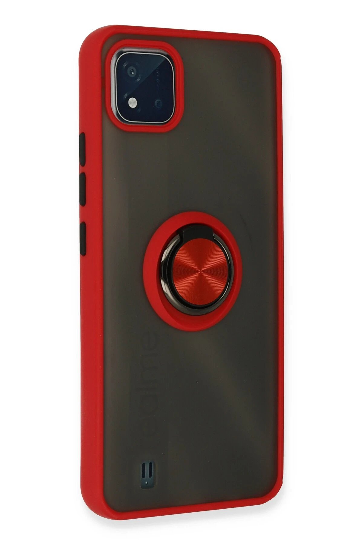 Newface Realme C11 2021 Kılıf Montreal Yüzüklü Silikon Kapak - Kırmızı