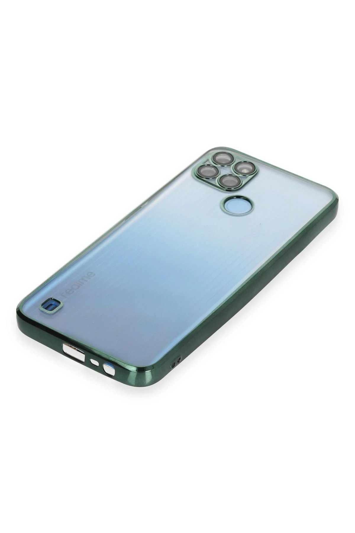 Newface Realme C25Y Kılıf Razer Lensli Silikon - Yeşil