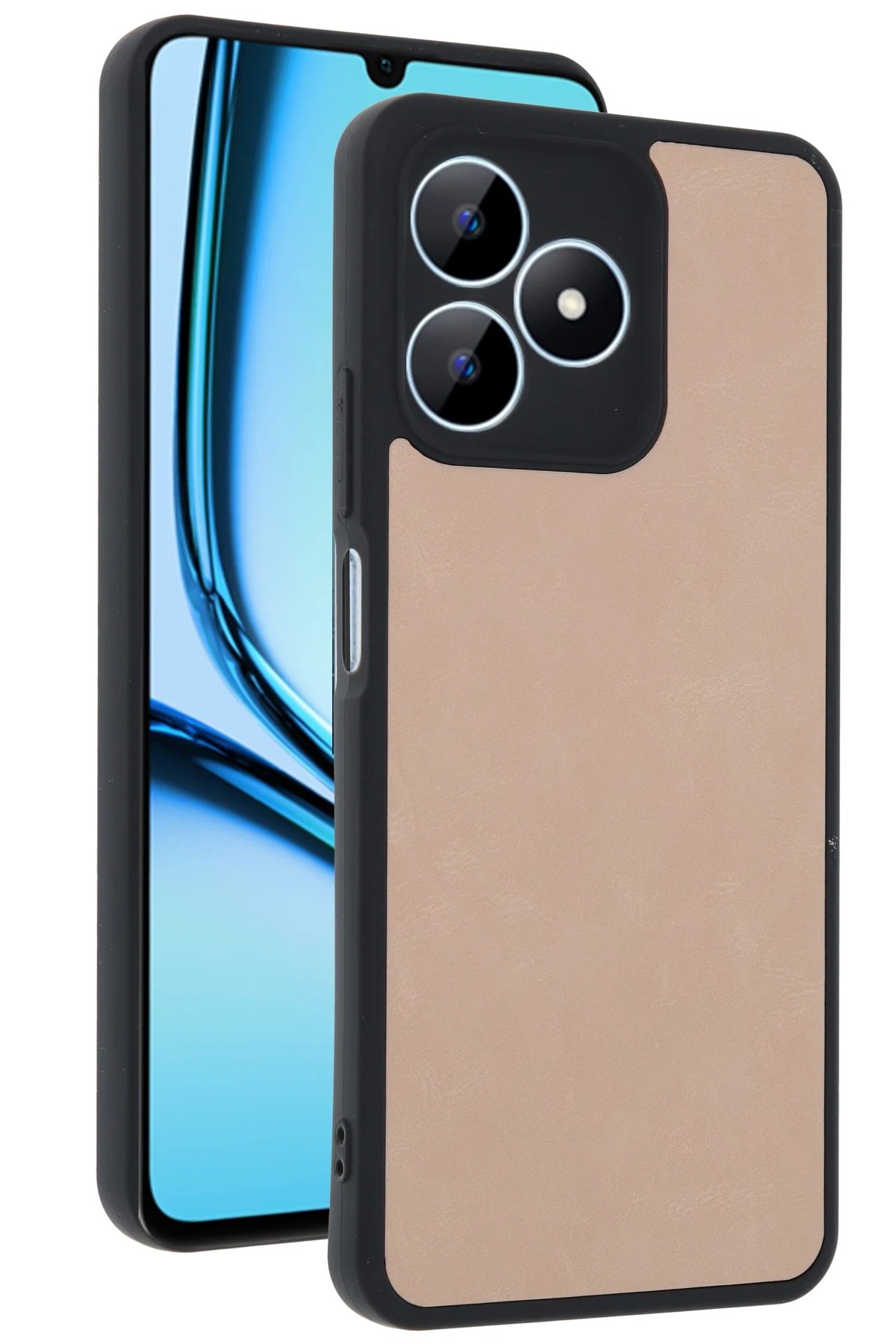 Newface Realme Note 50 4G Kılıf Aras Deri Kapak - Pudra