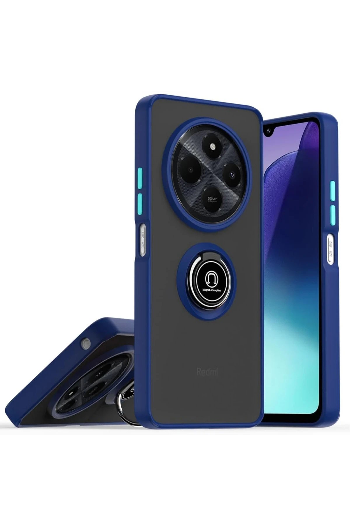 Newface Realme C75 4G Kılıf Montreal Yüzüklü Silikon Kapak - Lacivert