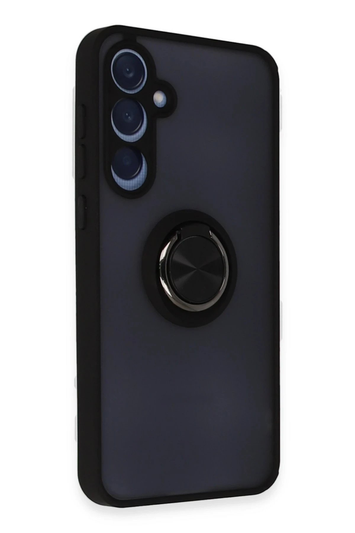 Newface Samsung Galaxy A25 5G Kılıf Montreal Yüzüklü Silikon Kapak - Siyah