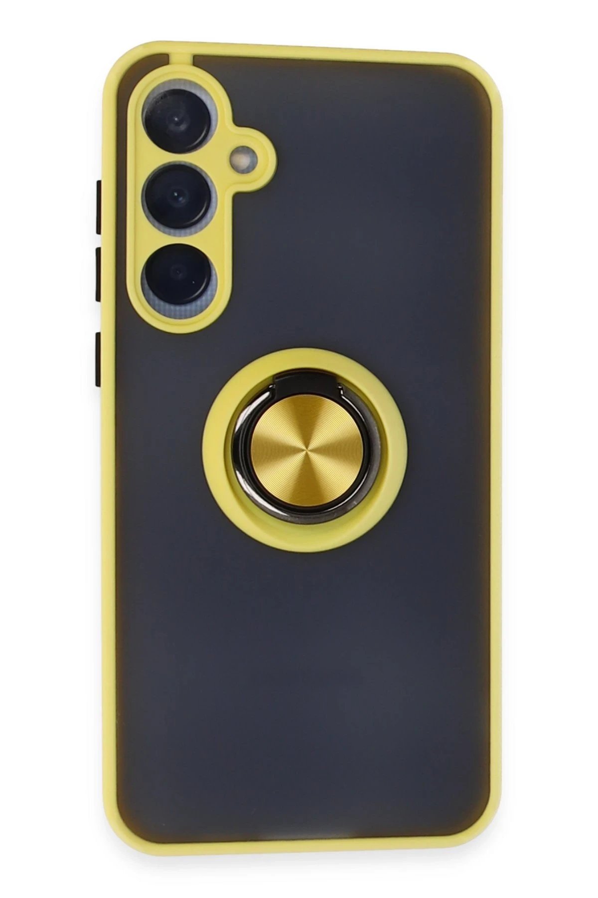 Newface Samsung Galaxy A25 5G Kılıf Montreal Yüzüklü Silikon Kapak - Sarı