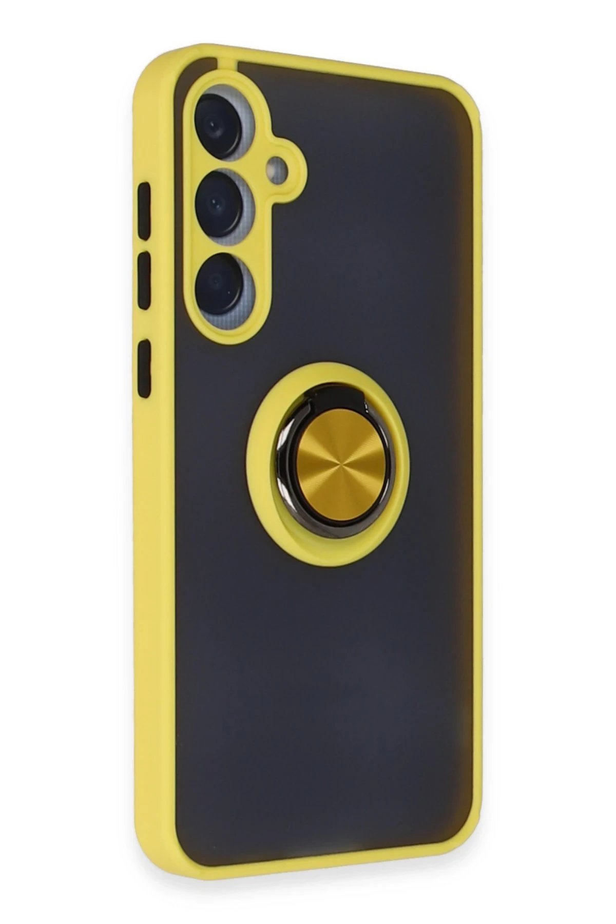 Newface Samsung Galaxy A25 5G Kılıf Montreal Yüzüklü Silikon Kapak - Sarı