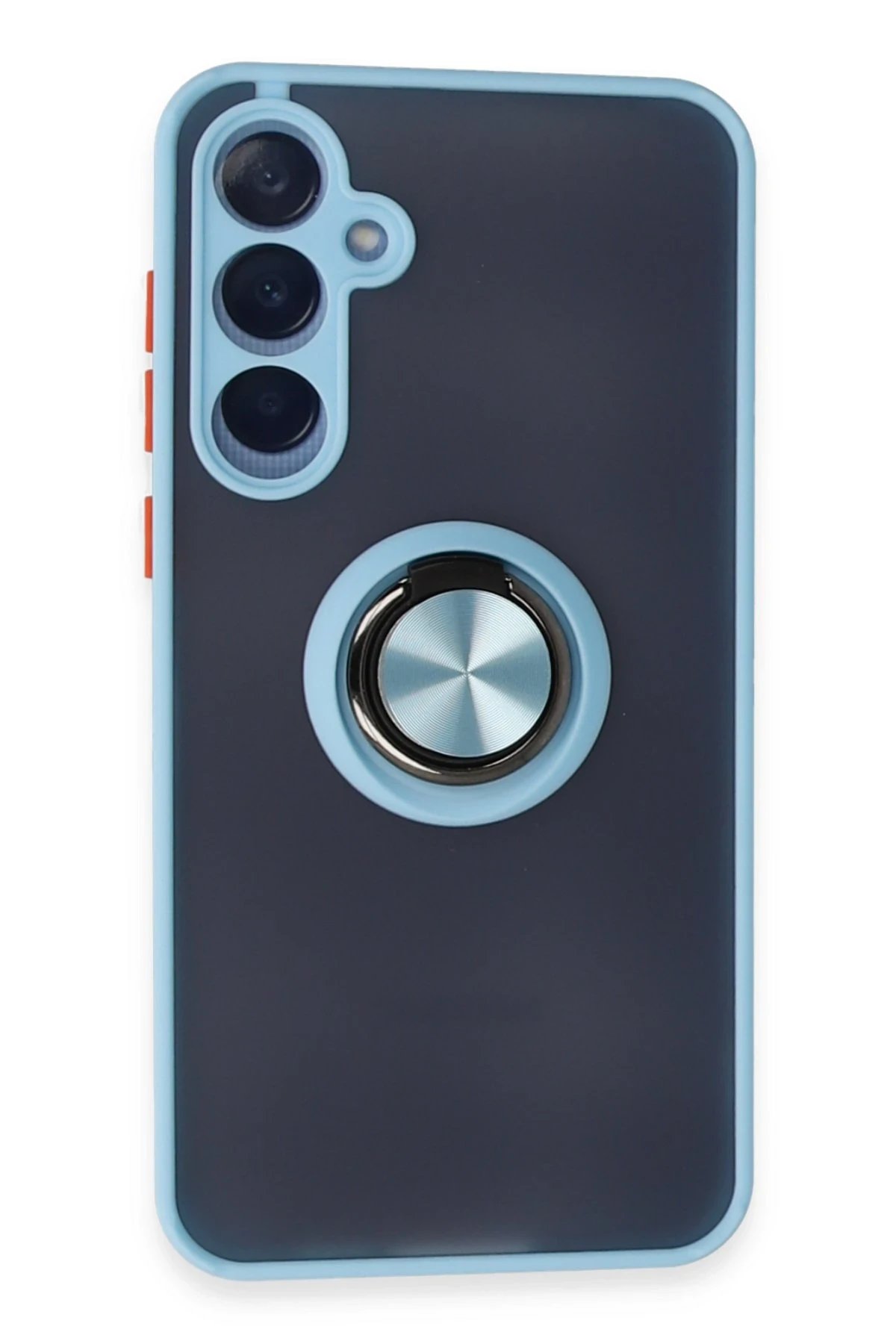 Newface Samsung Galaxy A25 5G Kılıf Montreal Yüzüklü Silikon Kapak - Buz Mavi