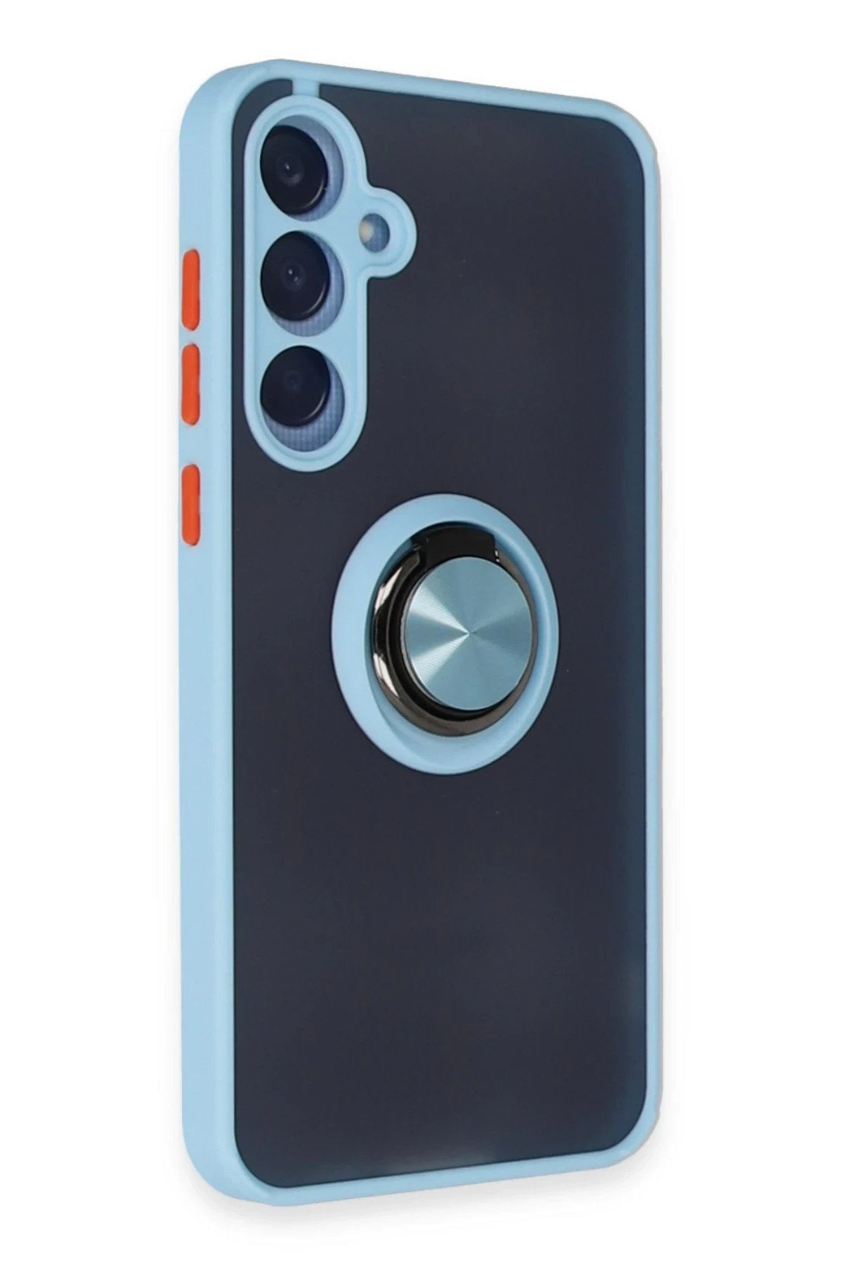 Newface Samsung Galaxy A25 5G Kılıf Montreal Yüzüklü Silikon Kapak - Buz Mavi