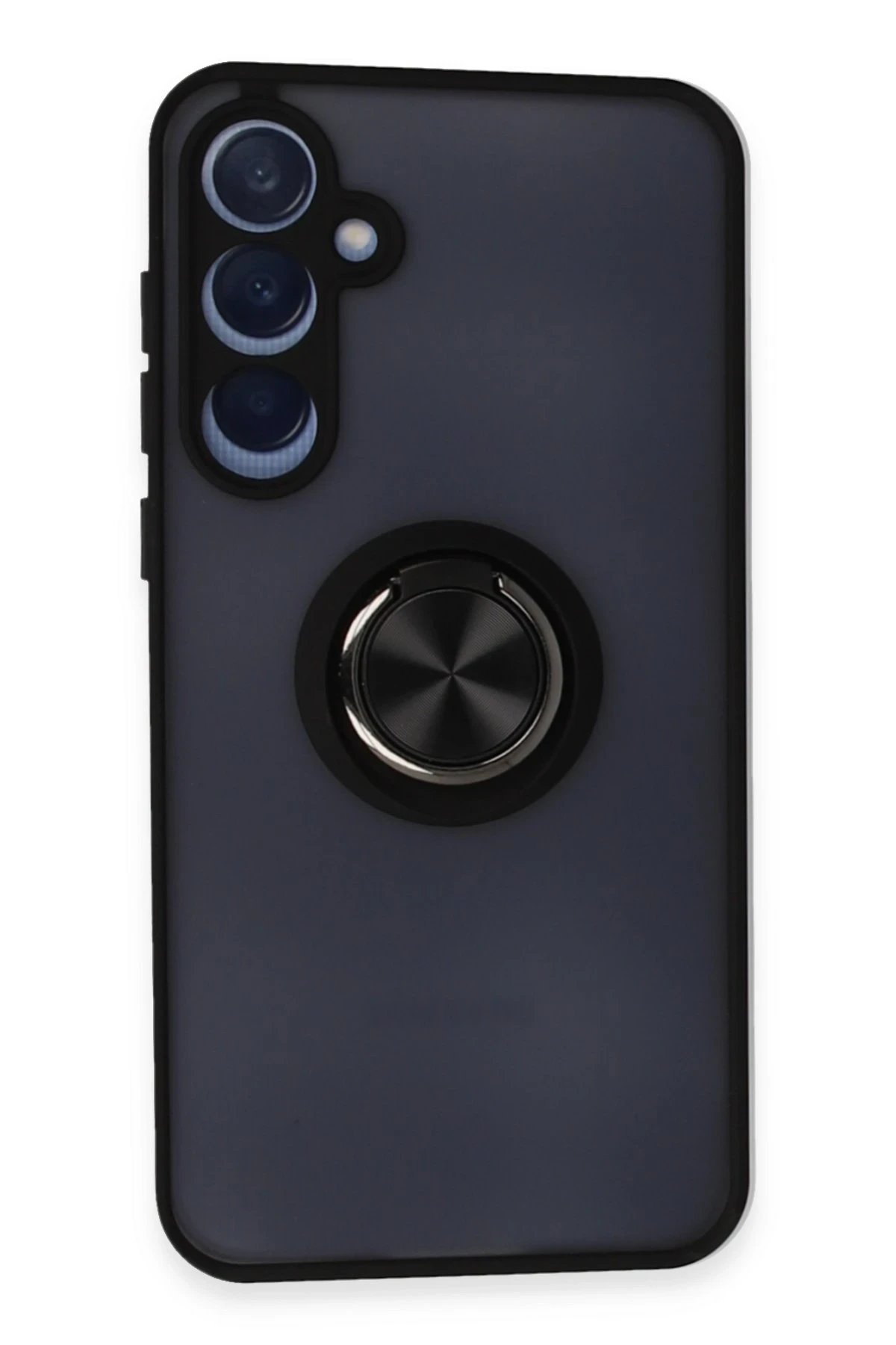 Newface Samsung Galaxy A55 5G Kılıf Montreal Yüzüklü Silikon Kapak - Siyah