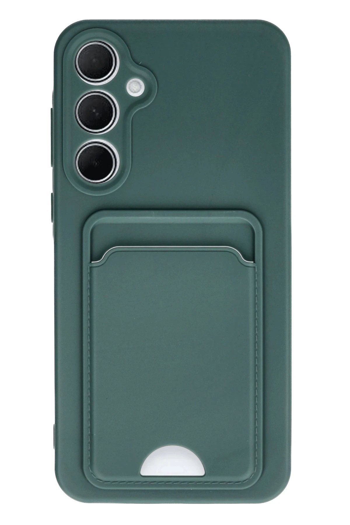 Newface Samsung Galaxy A35 5G Kılıf Kelvin Kartvizitli Silikon - Koyu Yeşil