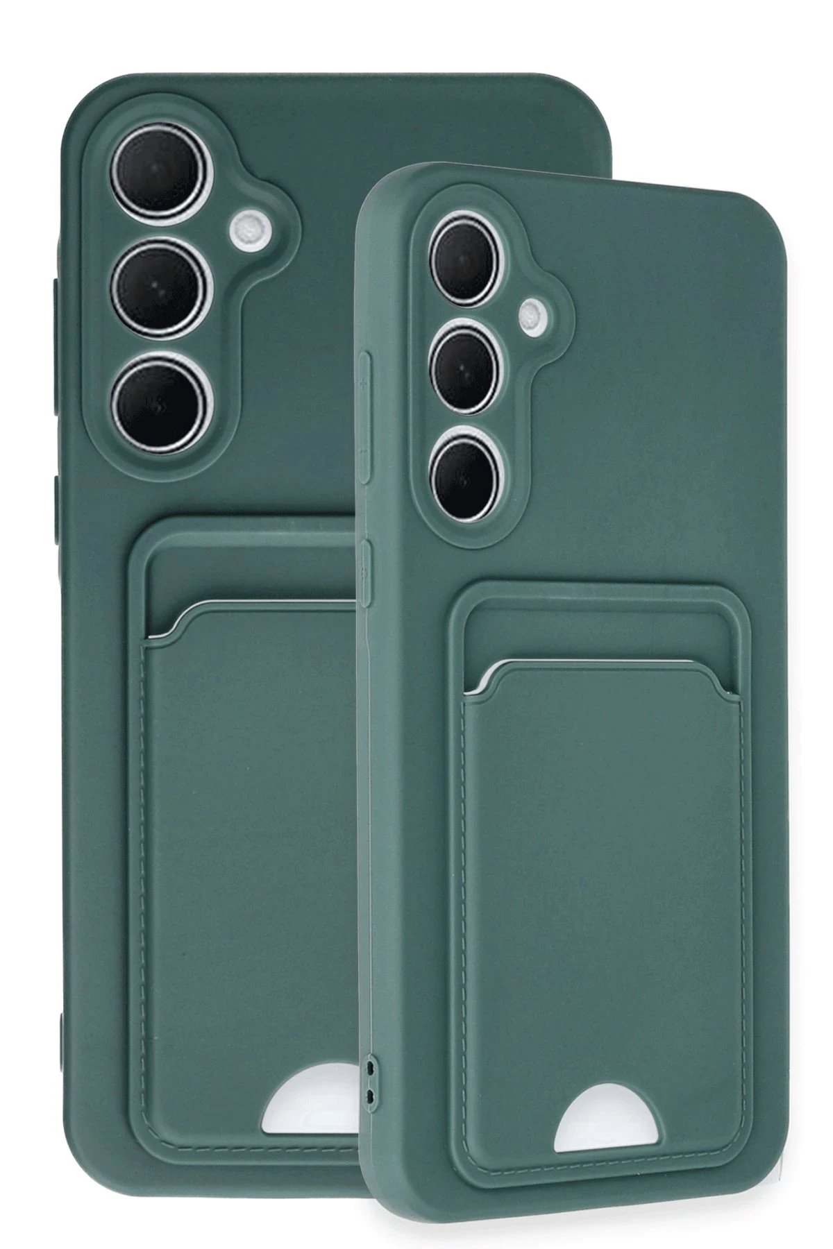 Newface Samsung Galaxy A35 5G Kılıf Kelvin Kartvizitli Silikon - Koyu Yeşil