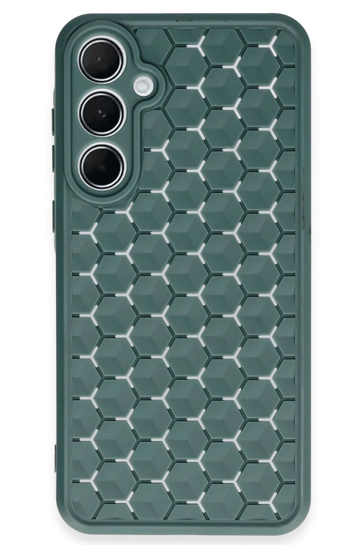 Newface Samsung Galaxy A55 5G Kılıf Petek Silikon Kapak - Koyu Yeşil