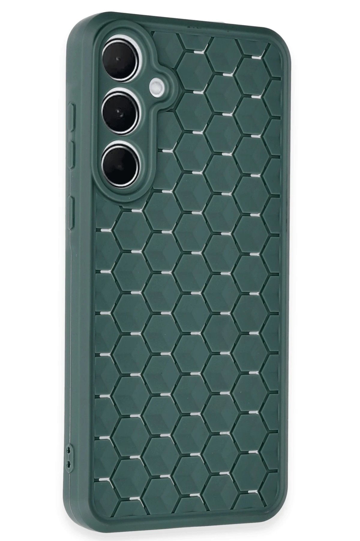 Newface Samsung Galaxy A55 5G Kılıf Petek Silikon Kapak - Koyu Yeşil