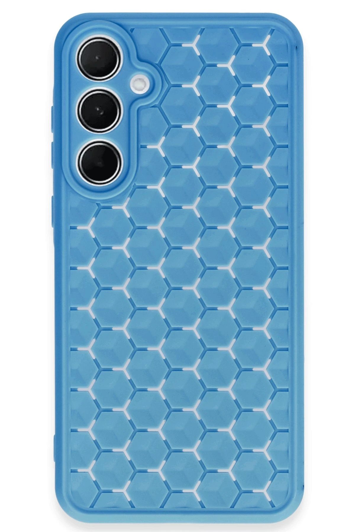 Newface Samsung Galaxy A55 5G Kılıf Petek Silikon Kapak - Mavi