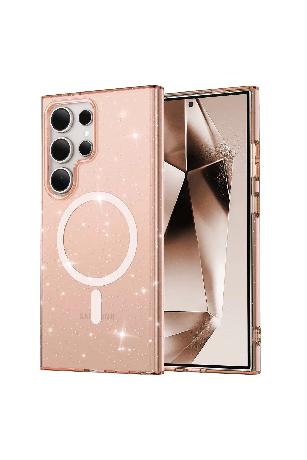 Newface Samsung Galaxy S23 Ultra Kılıf Glow Magsafe Kapak - Turuncu