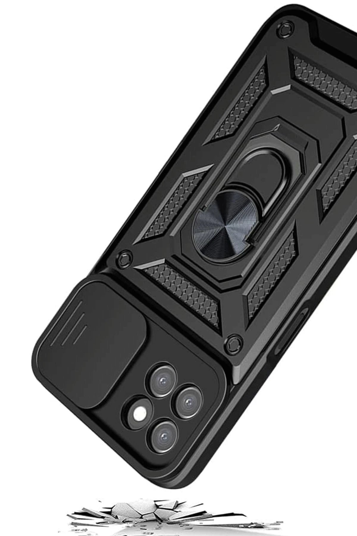 Newface Samsung Galaxy M15 Kılıf Pars Lens Yüzüklü Silikon - Gümüş