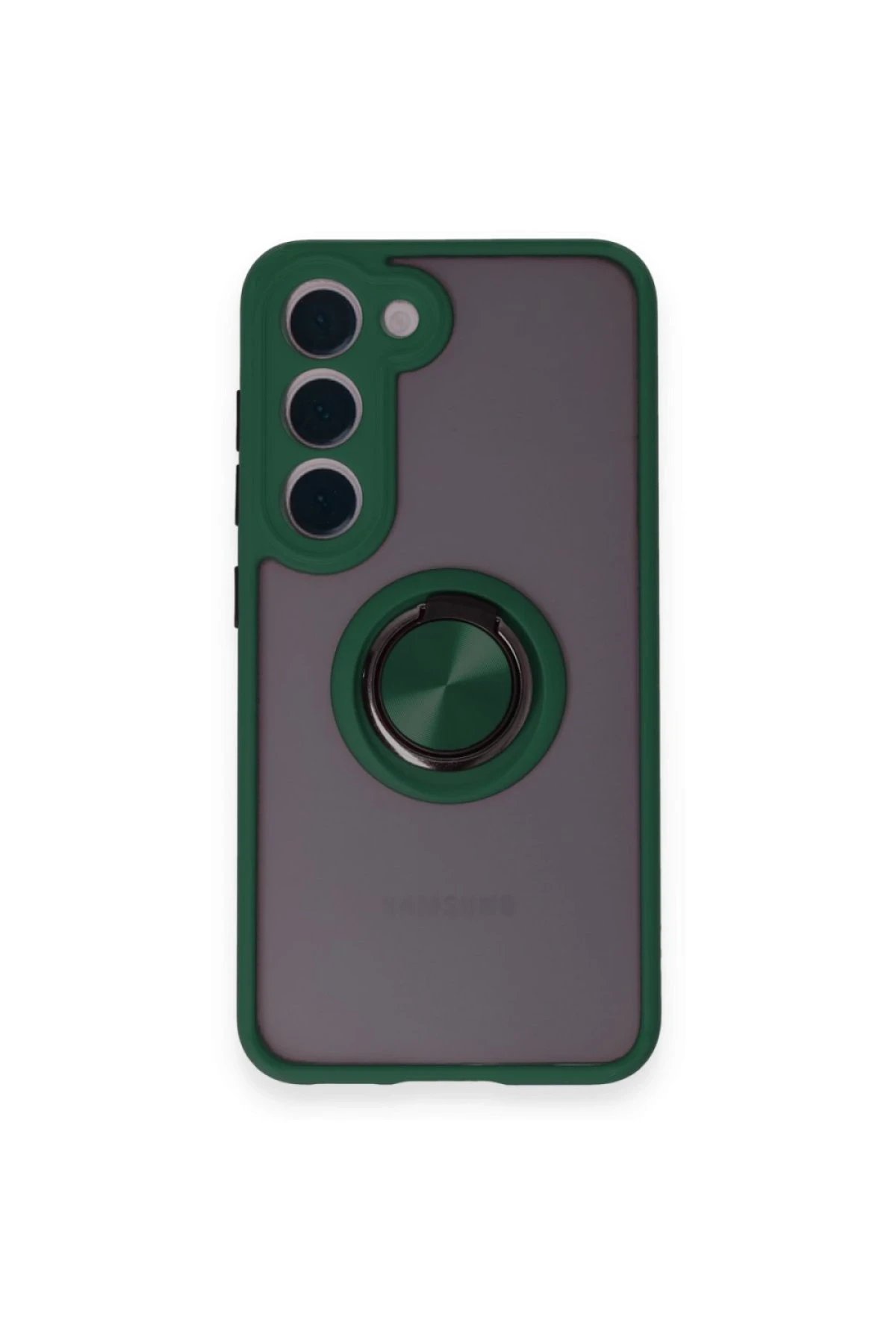 Newface Samsung Galaxy S24 FE Kılıf Montreal Yüzüklü Silikon Kapak - Yeşil