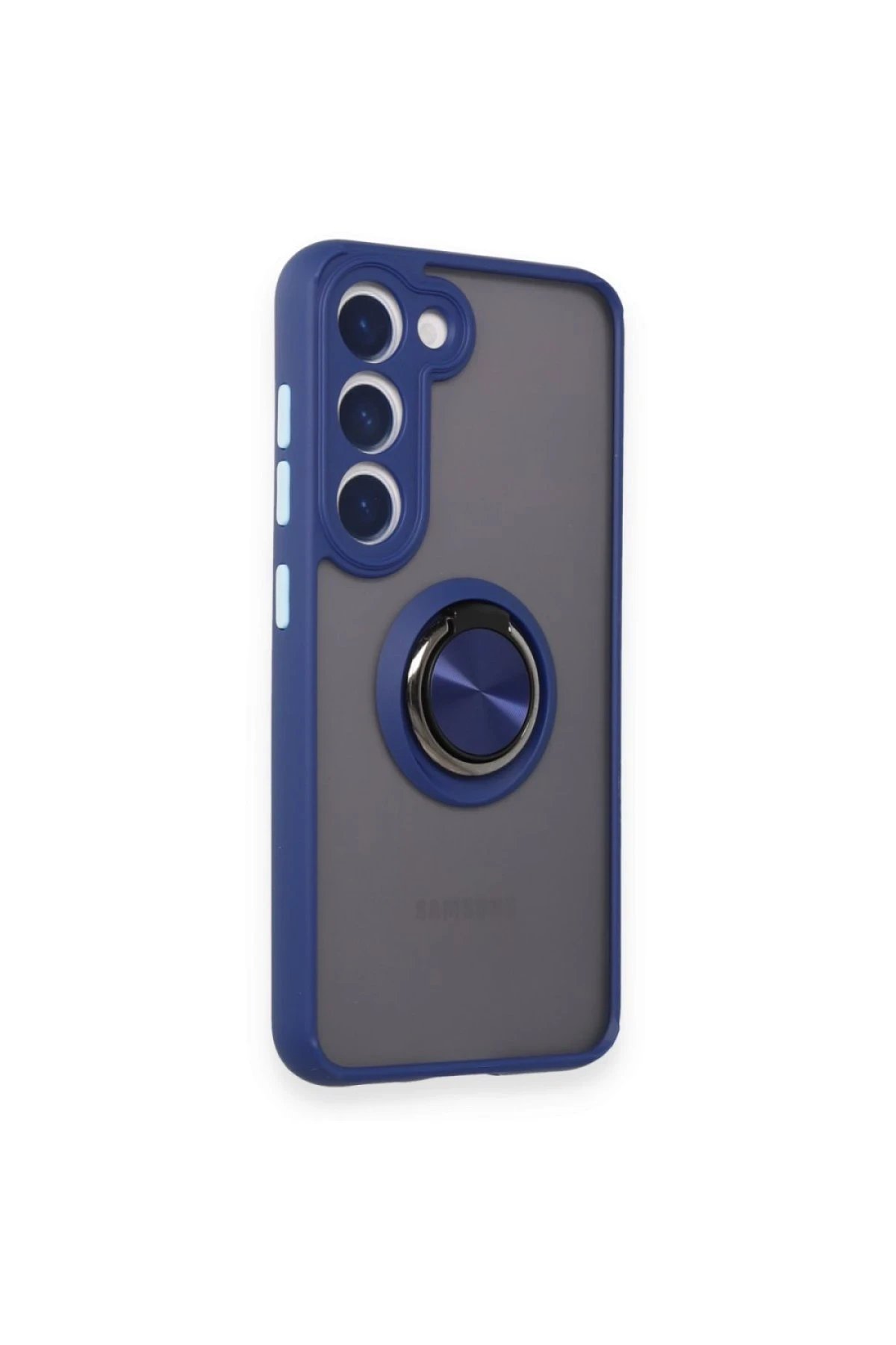 Newface Samsung Galaxy S24 FE Kılıf Montreal Yüzüklü Silikon Kapak - Lacivert