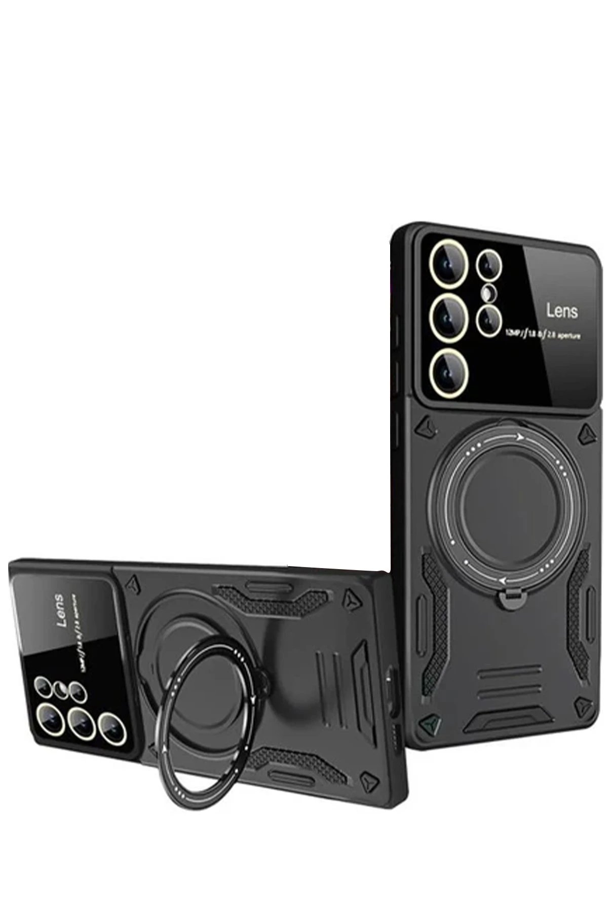 Newface Samsung Galaxy S24 Ultra Kılıf Joy Lens Standlı Kapak - Siyah