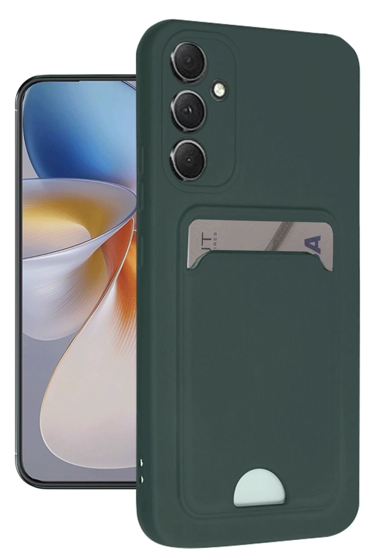 Newface Samsung Galaxy S24 FE Kılıf Kelvin Kartvizitli Silikon - Koyu Yeşil