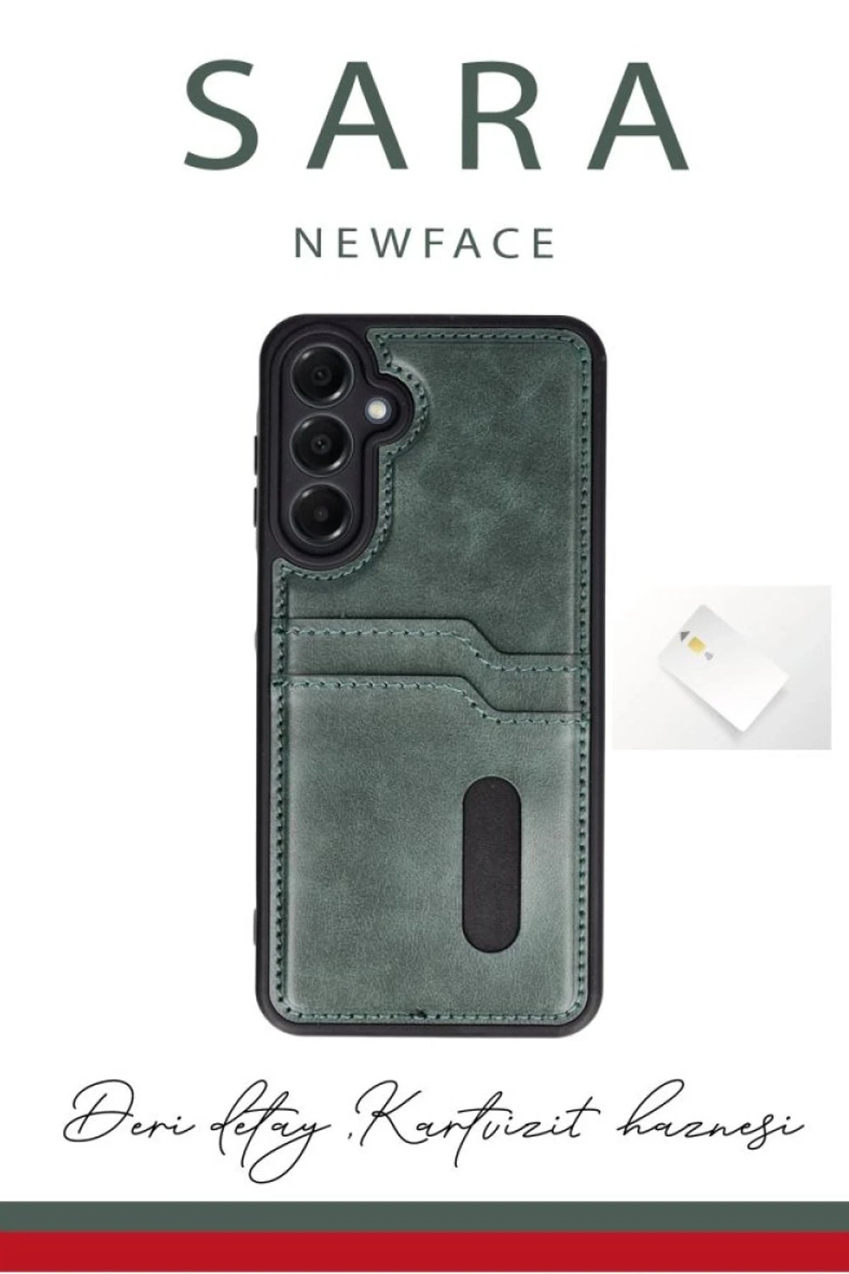 Newface Samsung Galaxy S24 FE Kılıf Sara Kartvizitli Deri Kılıf - Lacivert