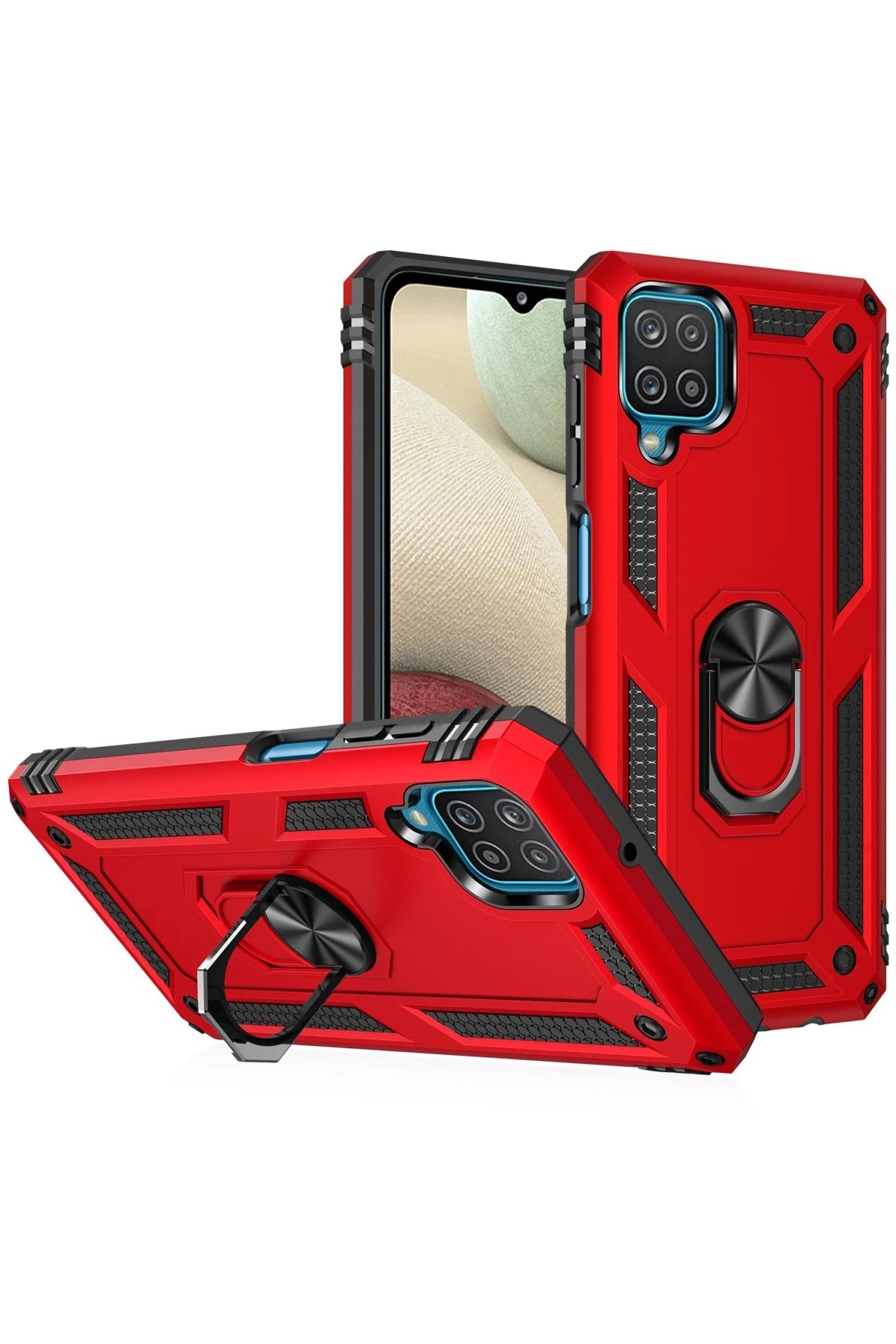 Newface Samsung Galaxy A22 Kılıf Sofya Yüzüklü Silikon Kapak - Kırmızı