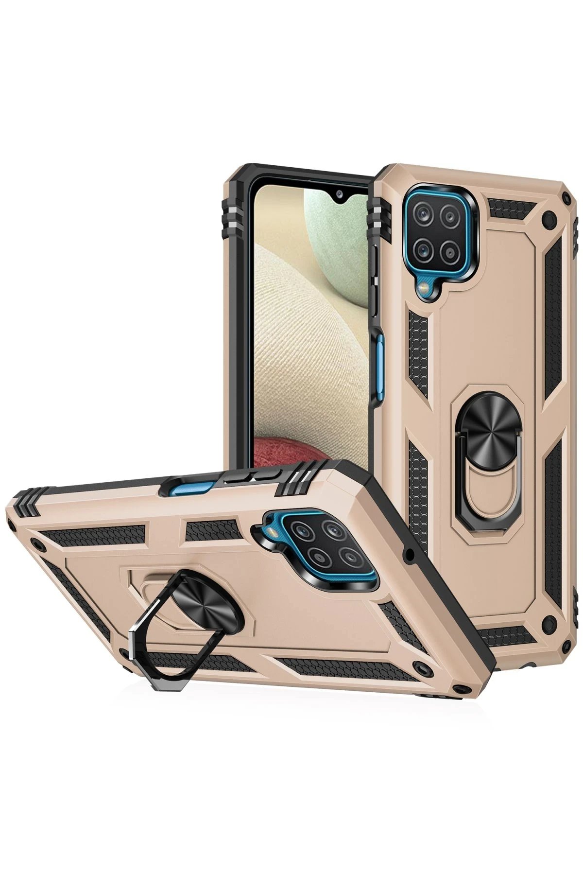 Newface Samsung Galaxy A22 Kılıf Sofya Yüzüklü Silikon Kapak - Gold