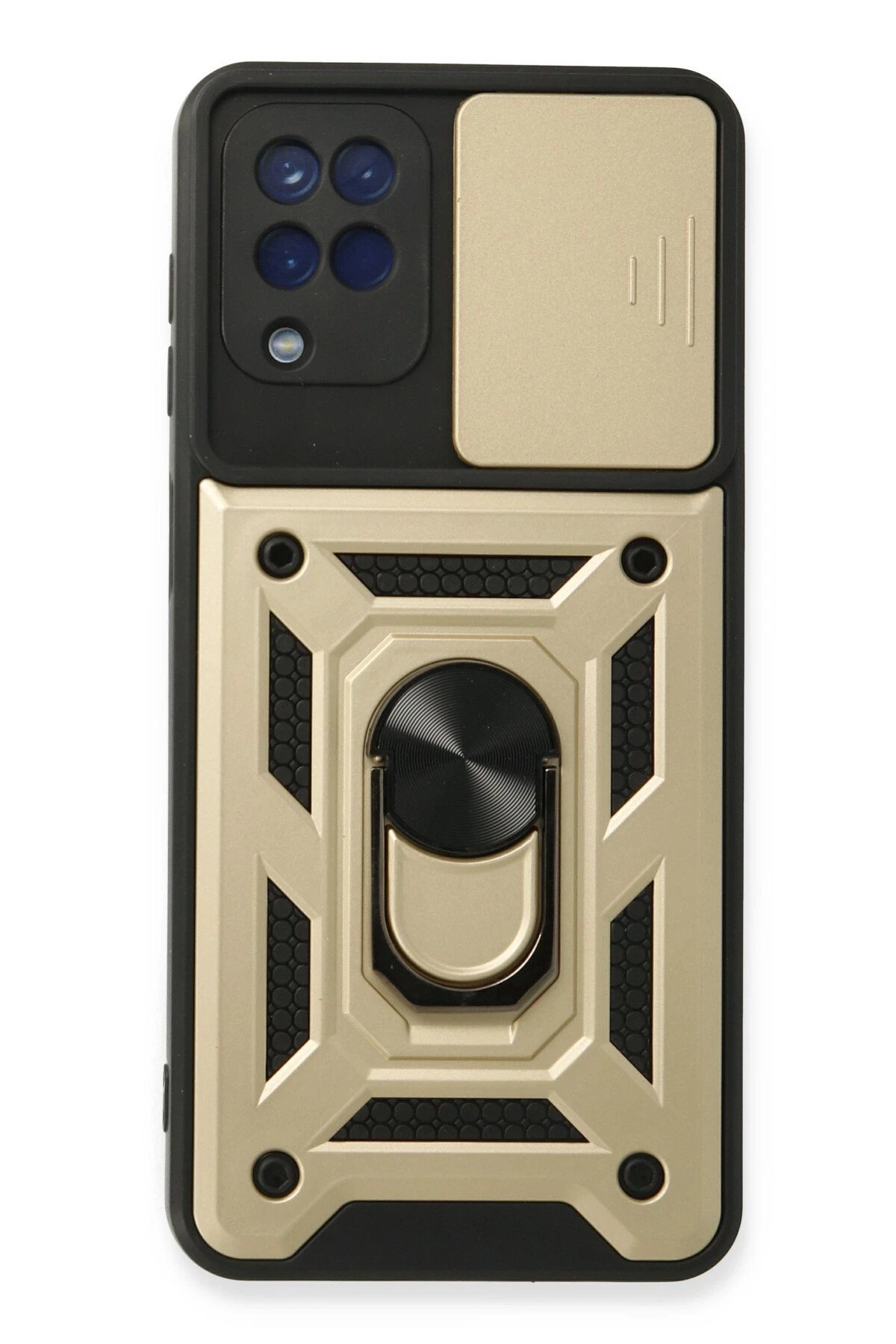 Newface Samsung Galaxy A22 Kılıf Pars Lens Yüzüklü Silikon - Gold