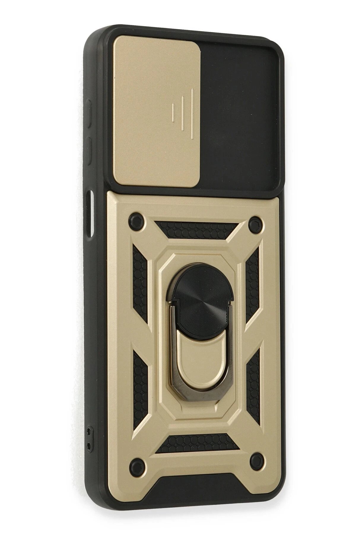 Newface Samsung Galaxy A22 Kılıf Pars Lens Yüzüklü Silikon - Gold