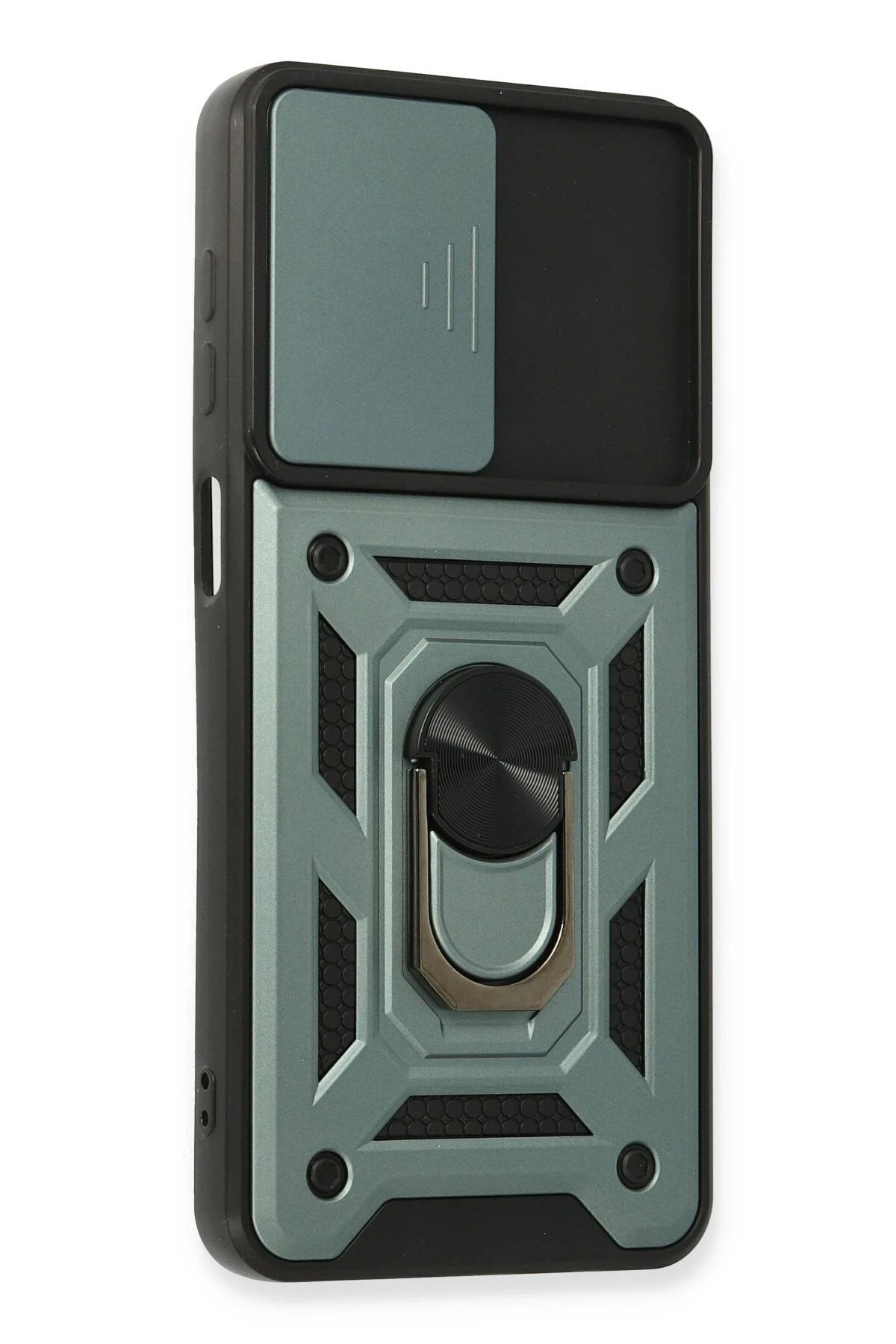 Newface Samsung Galaxy A22 Kılıf Pars Lens Yüzüklü Silikon - Yeşil